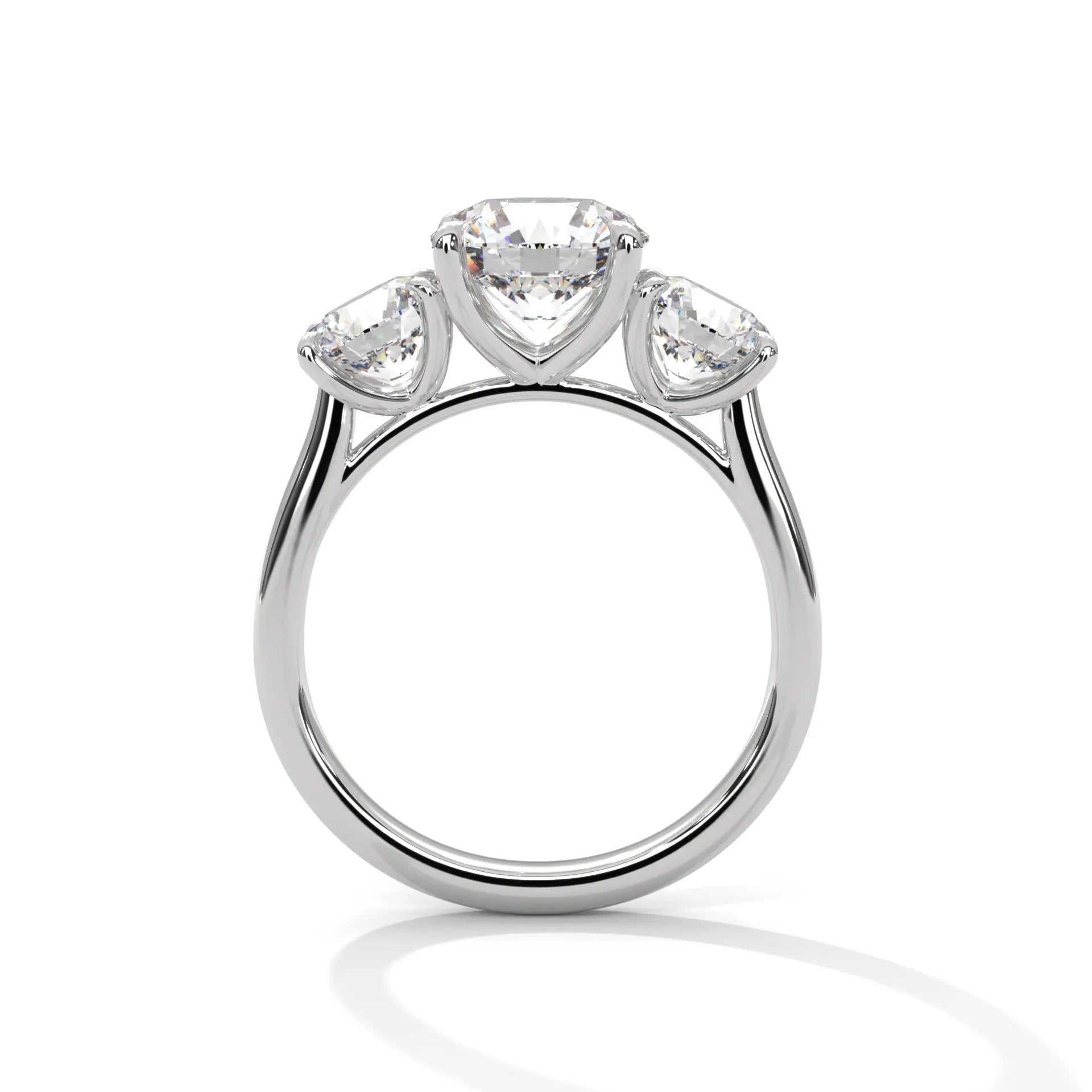 MJBS36 - Round Brilliant Trilogy Engagement Ring with Polished Band