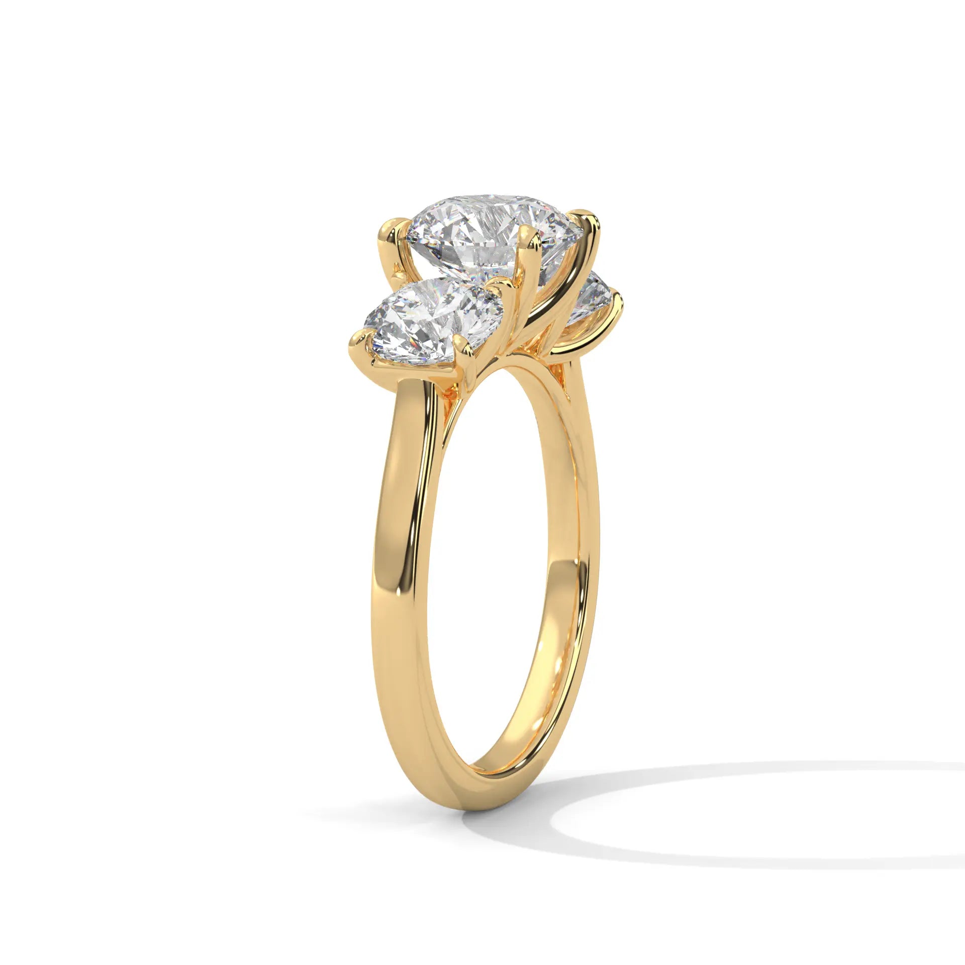 MJBS36 - Round Brilliant Trilogy Engagement Ring with Polished Band