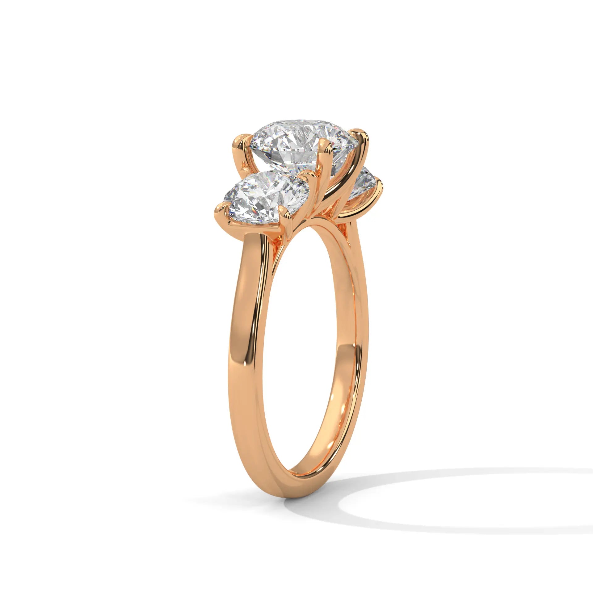 MJBS36 - Round Brilliant Trilogy Engagement Ring with Polished Band