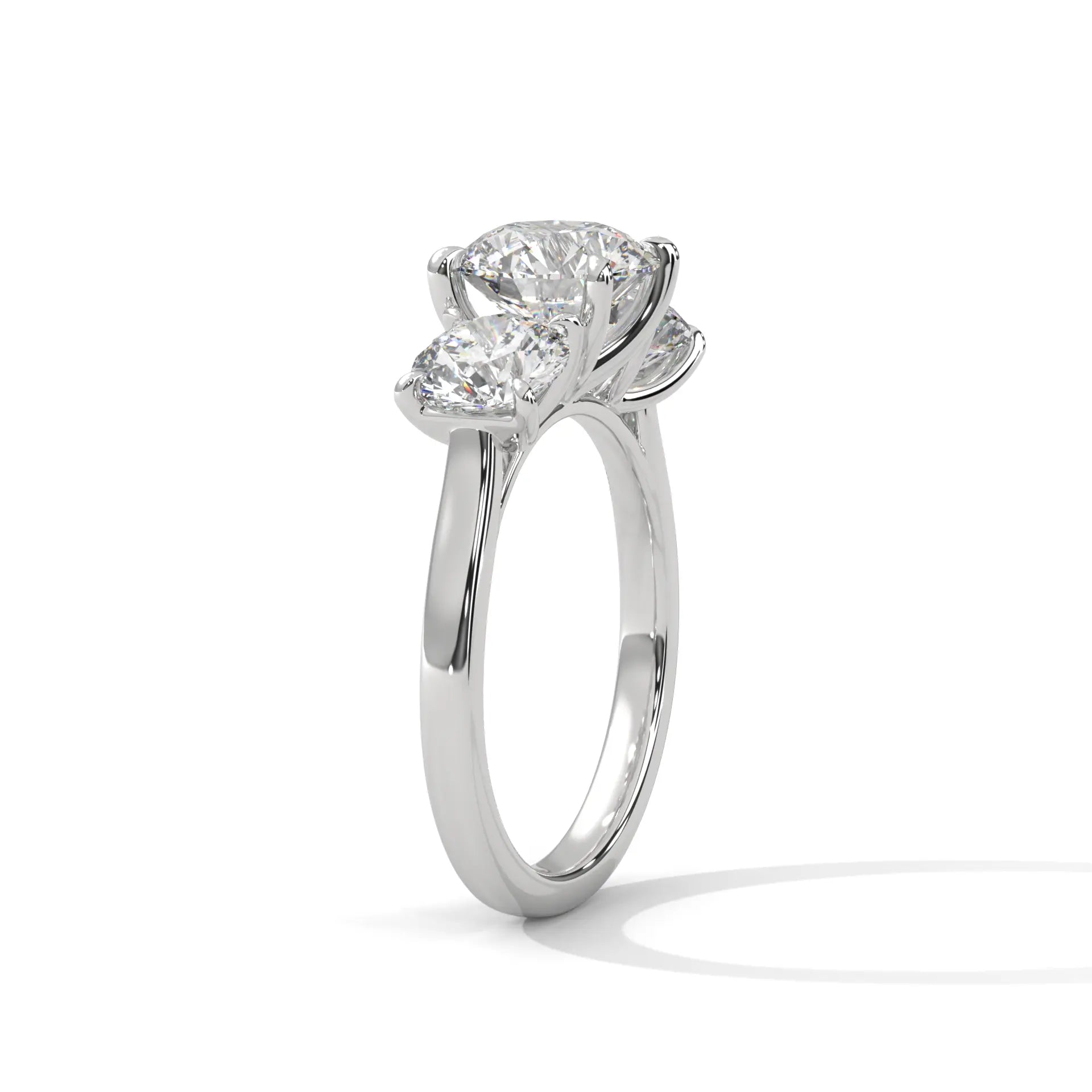 MJBS36 - Round Brilliant Trilogy Engagement Ring with Polished Band
