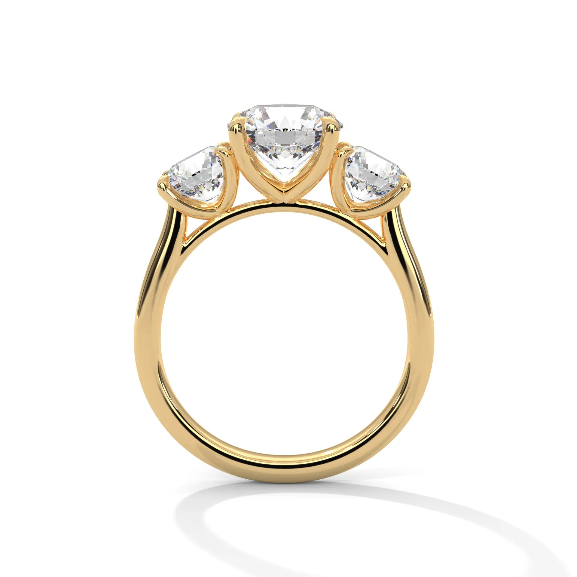 MJBS36 - Round Brilliant Trilogy Engagement Ring with Polished Band