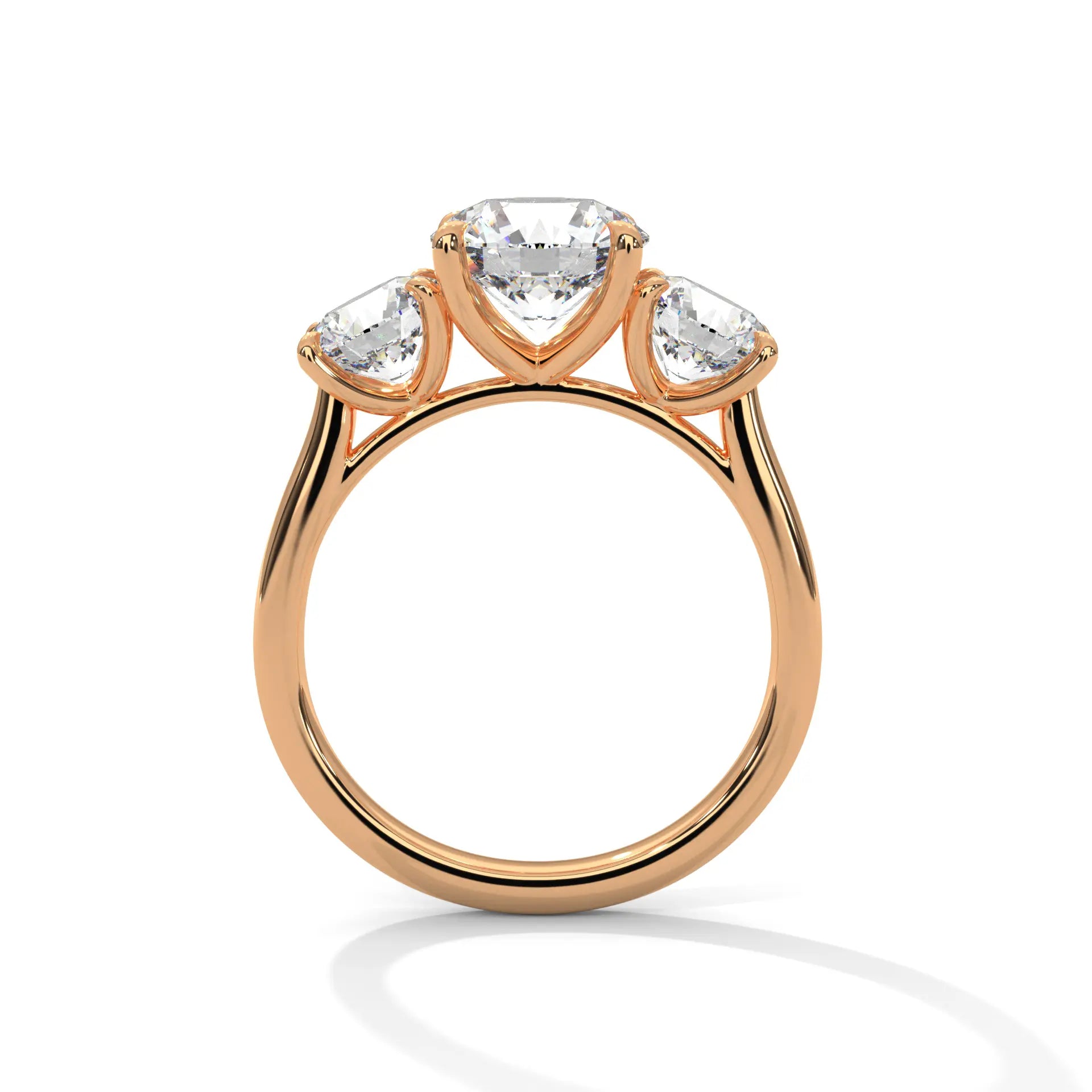 MJBS36 - Round Brilliant Trilogy Engagement Ring with Polished Band