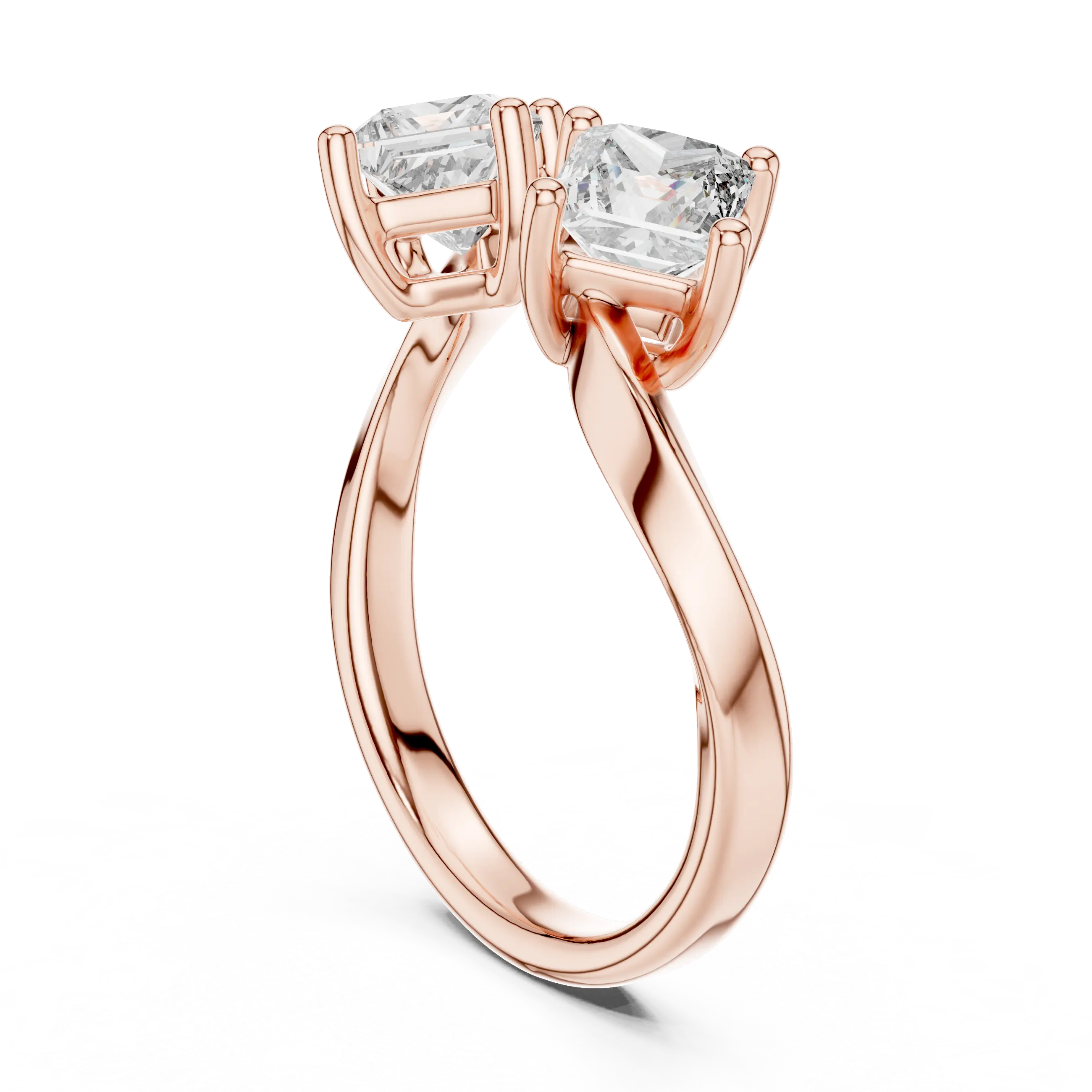 MJR046 - Princess Cut Open Cuff Twin Stone Bypass Ring