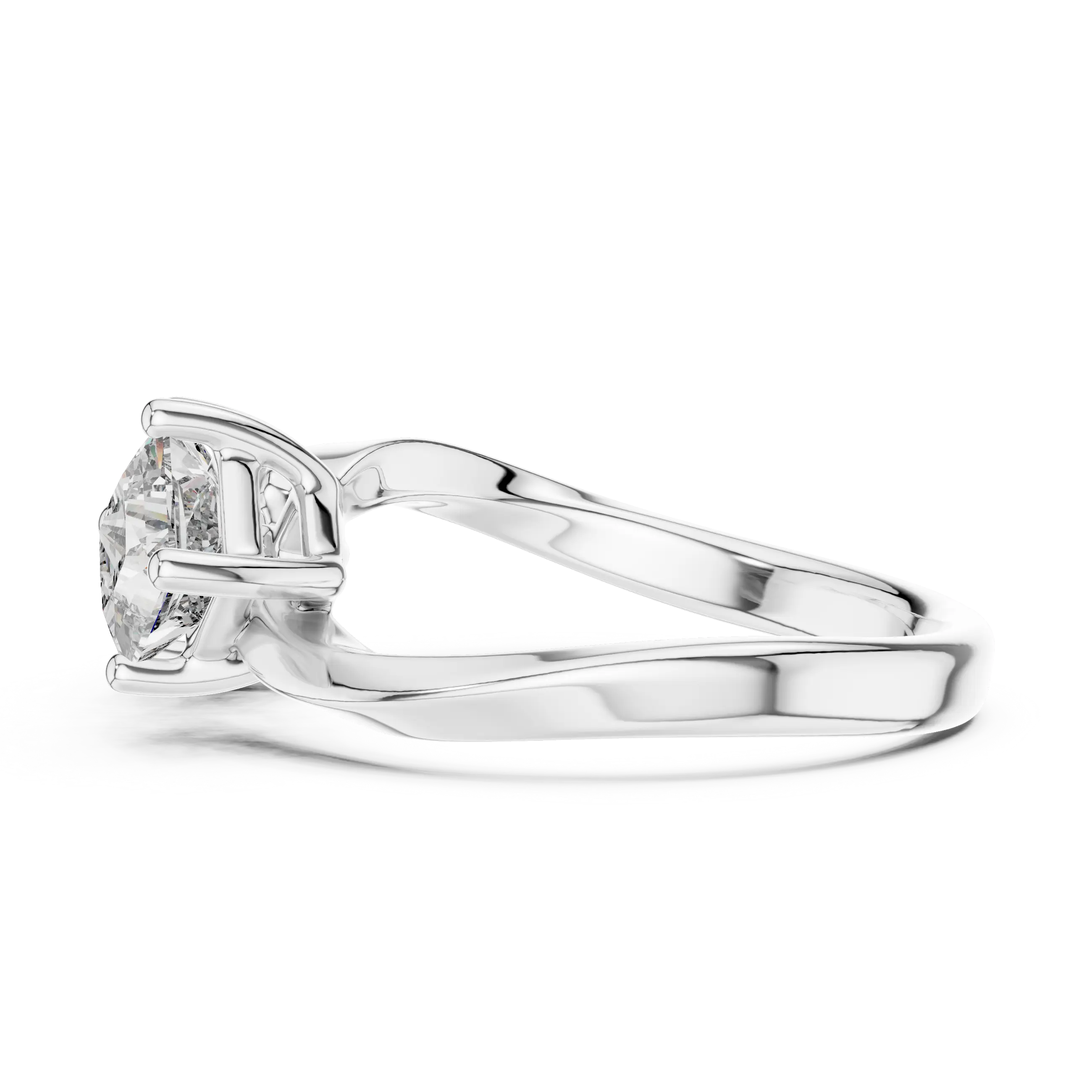 MJR046 - Princess Cut Open Cuff Twin Stone Bypass Ring