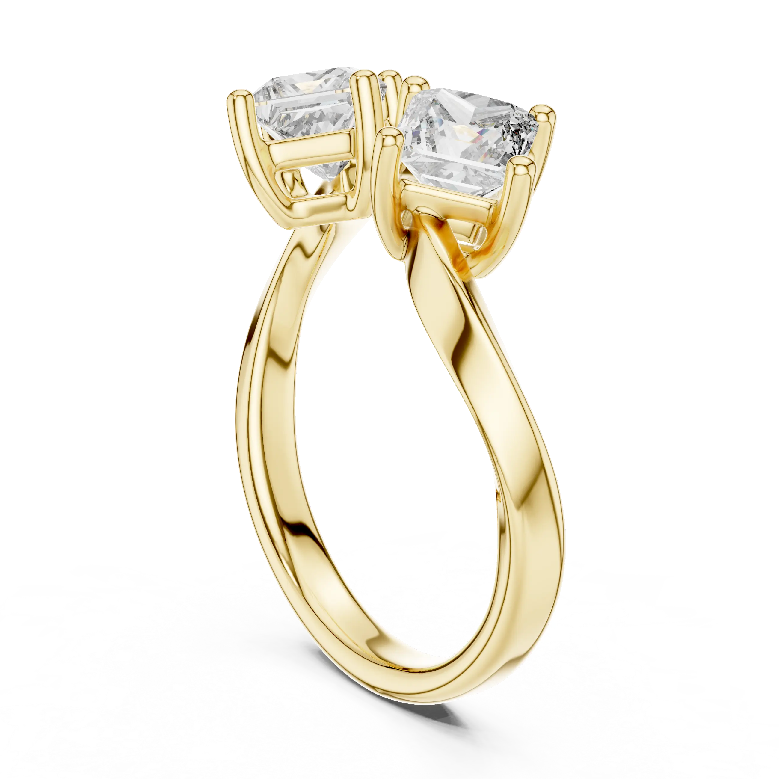 MJR046 - Princess Cut Open Cuff Twin Stone Bypass Ring