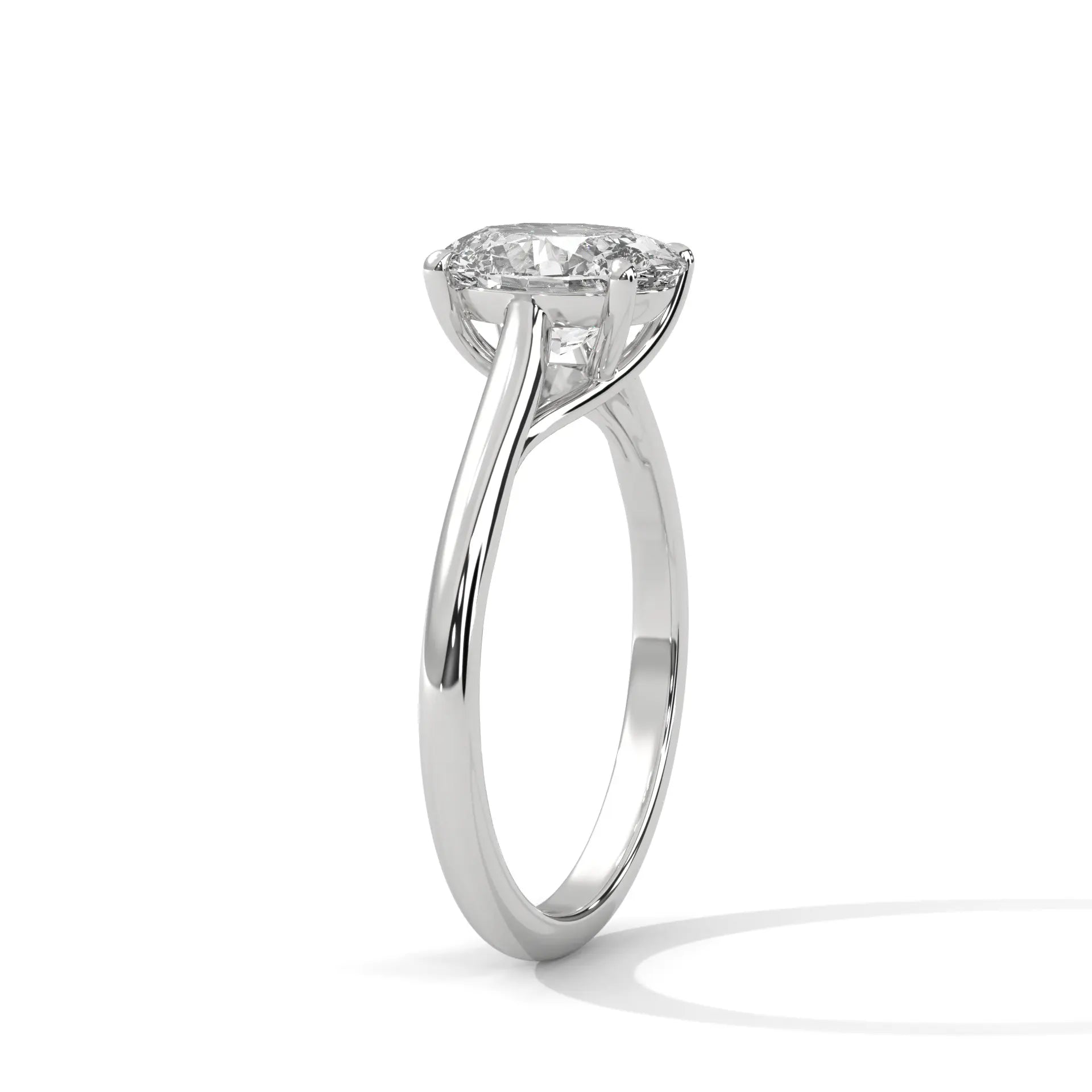 MJBS7 - Oval Solitaire Engagement Ring with Polished Band