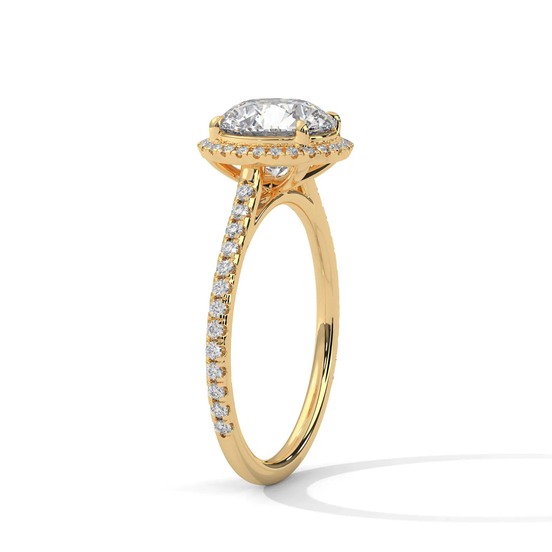 MJBS14 - Round French Pavé Halo Engagement Ring