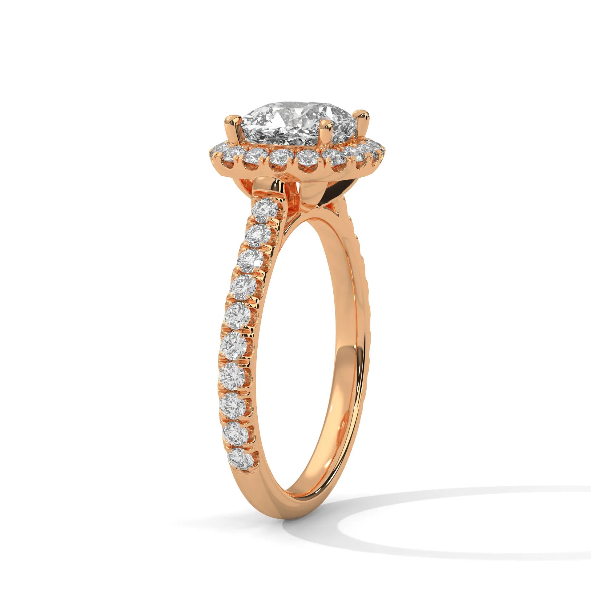 MJBS29 - Cathedral Style Cushion Halo Accent Wedding Ring