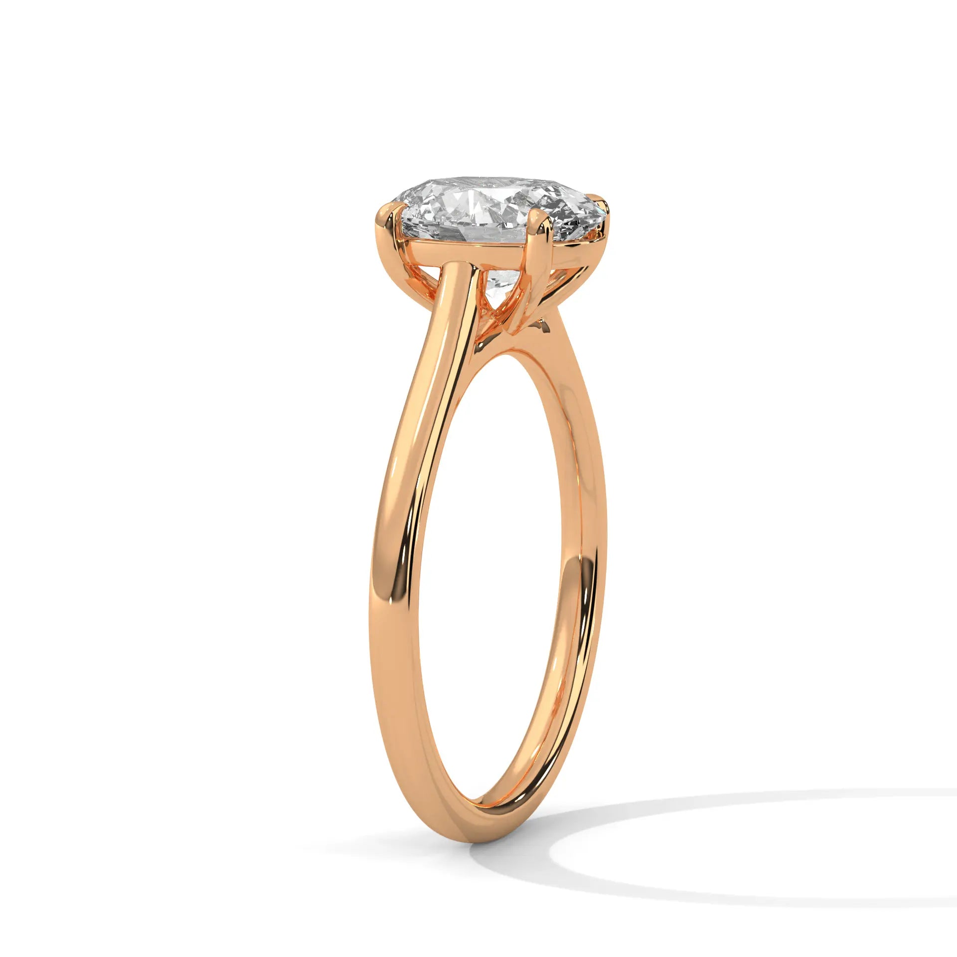 MJBS22 - Oval Solitaire Engagement Ring with Polished Band