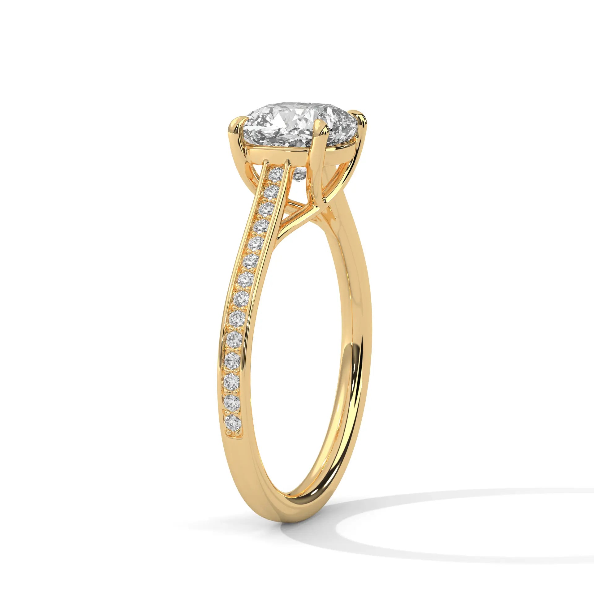 MJBS20 - Cushion Cut Solitaire Engagement Ring with Delicate Accents