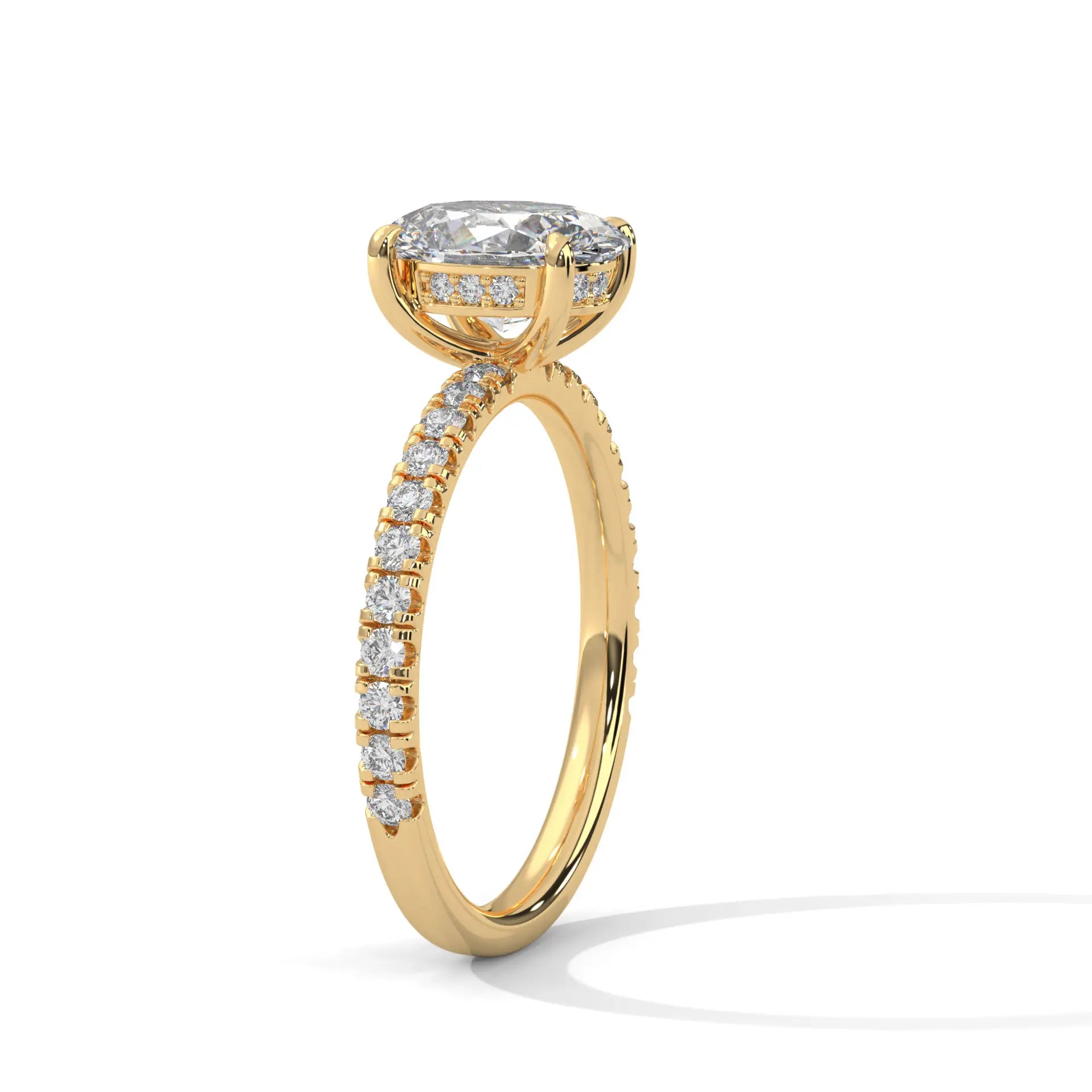 MJBS31 - Oval Cut Pavé Solitaire with Hidden Halo