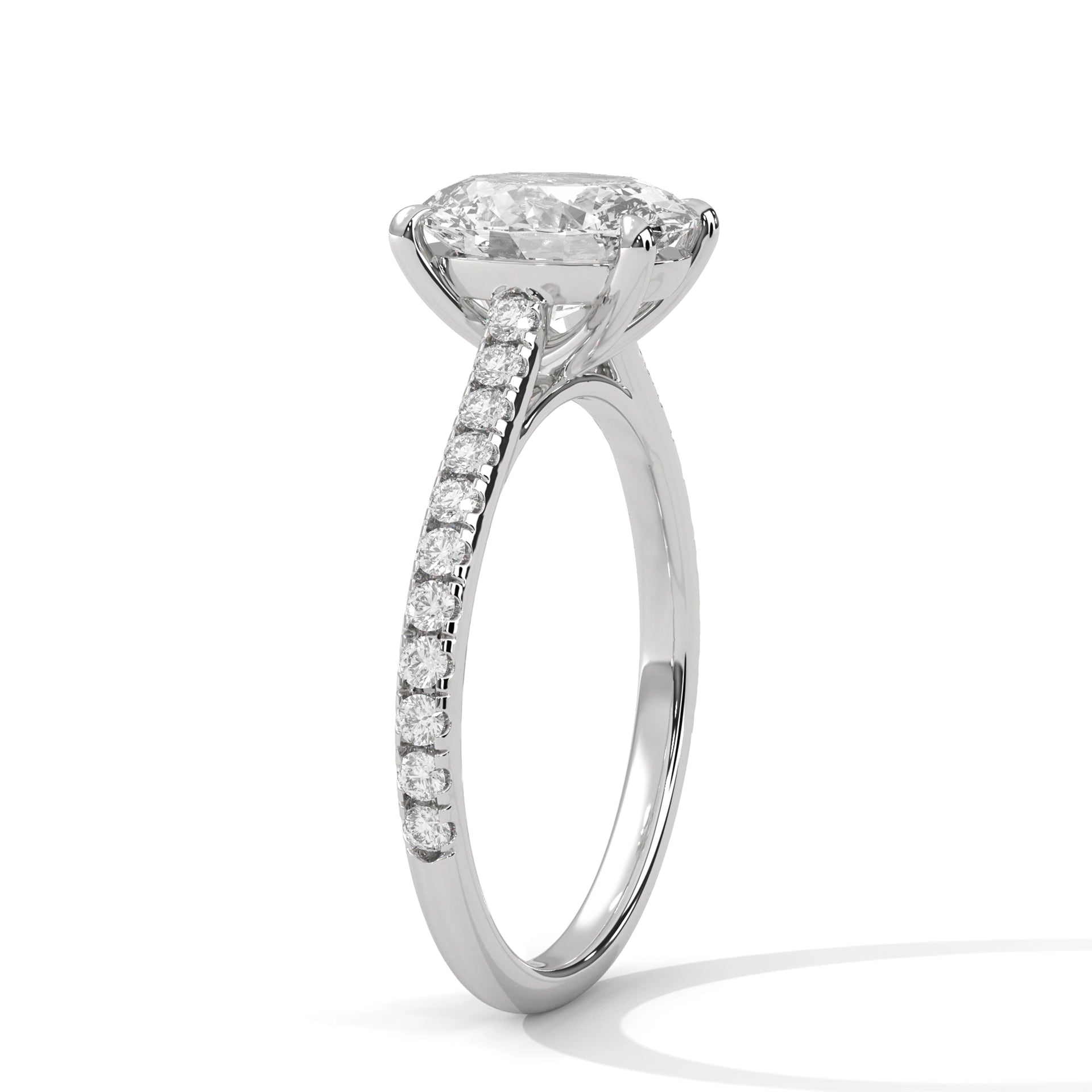 MJBS1 - Oval Solitaire Engagement Ring with Delicate Accents