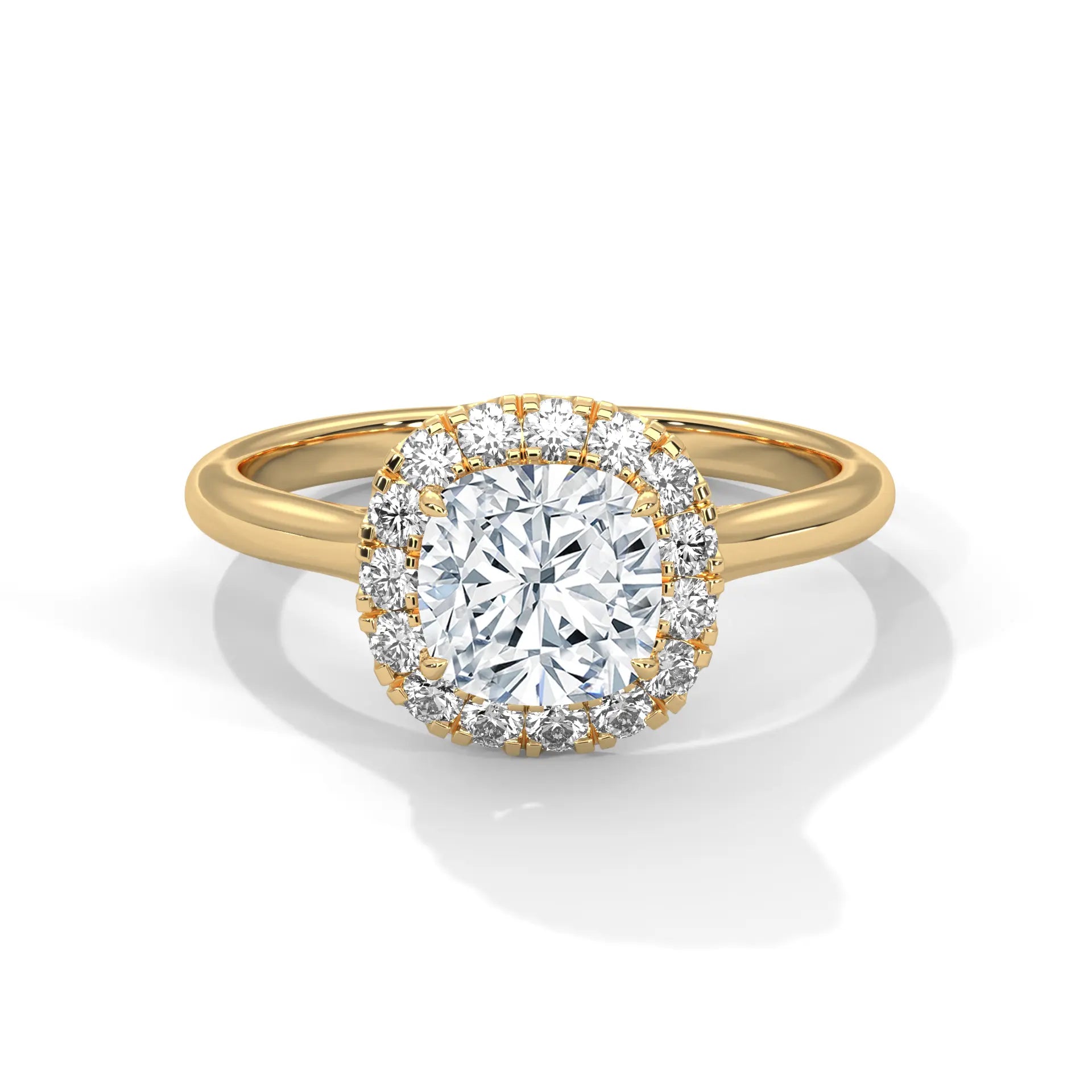 MJBS37 - Pillowy Cushion Shape Solitaire with Shimmering Frame