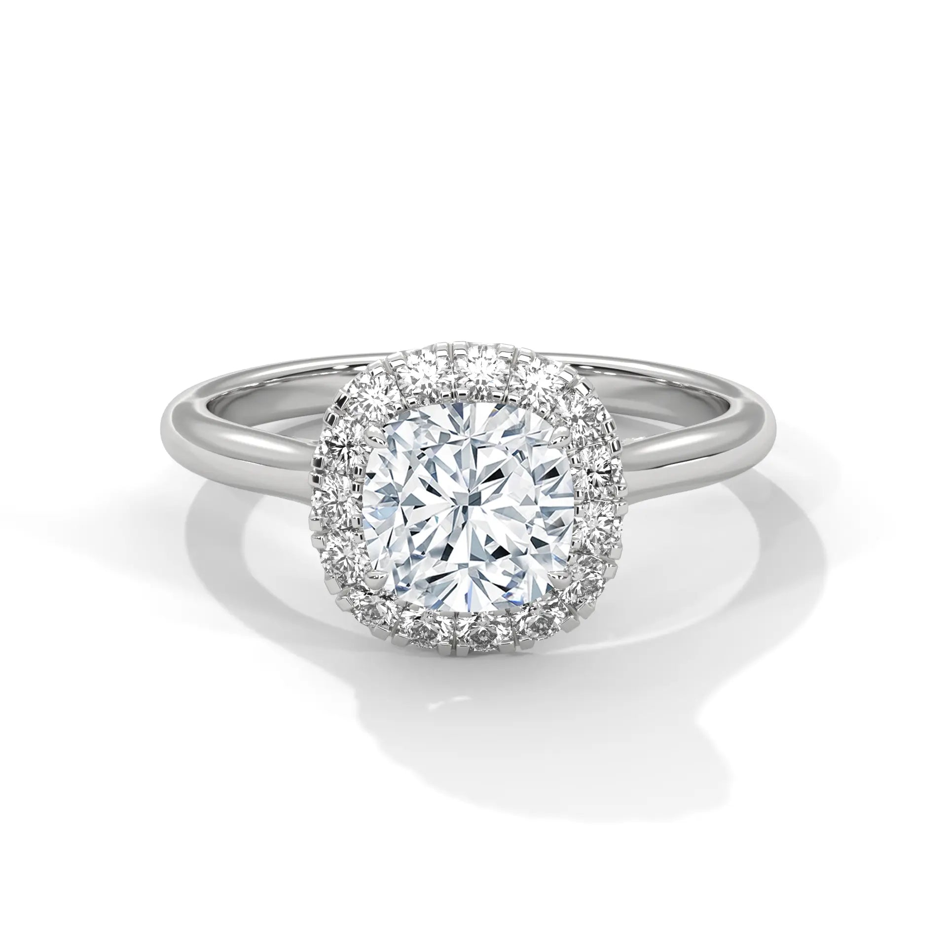 MJBS37 - Pillowy Cushion Shape Solitaire with Shimmering Frame