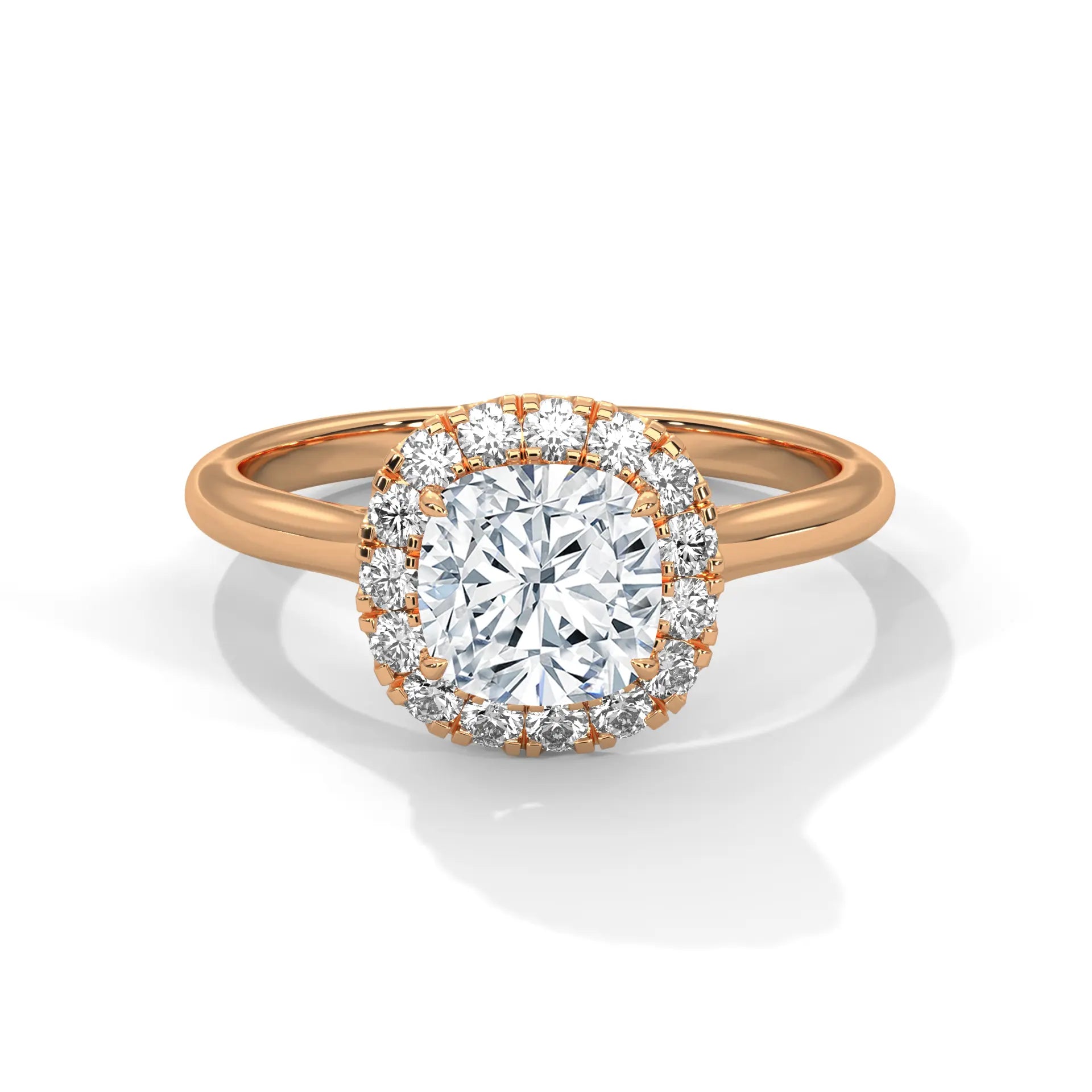MJBS37 - Pillowy Cushion Shape Solitaire with Shimmering Frame