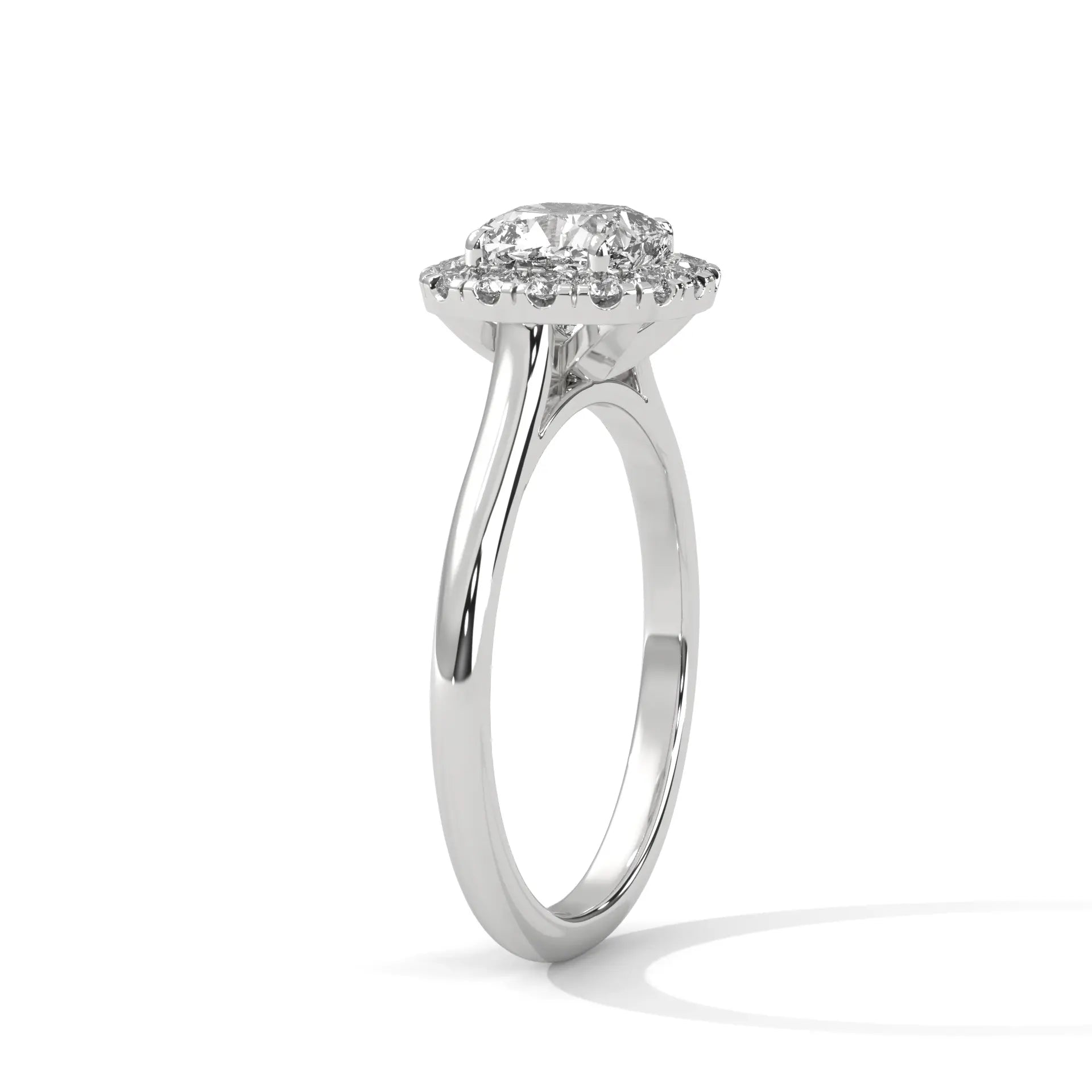 MJBS37 - Pillowy Cushion Shape Solitaire with Shimmering Frame