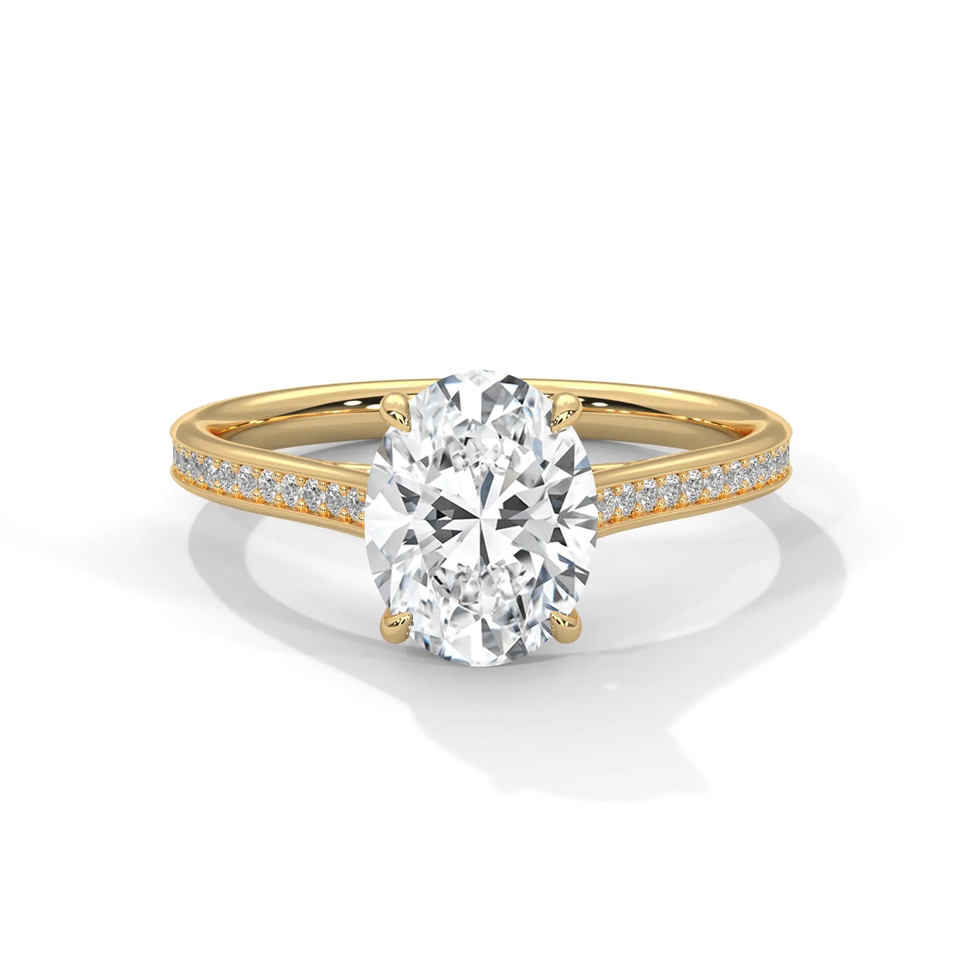 MJBS38 - Classic Silhouette Oval Prong-Set Wedding Band