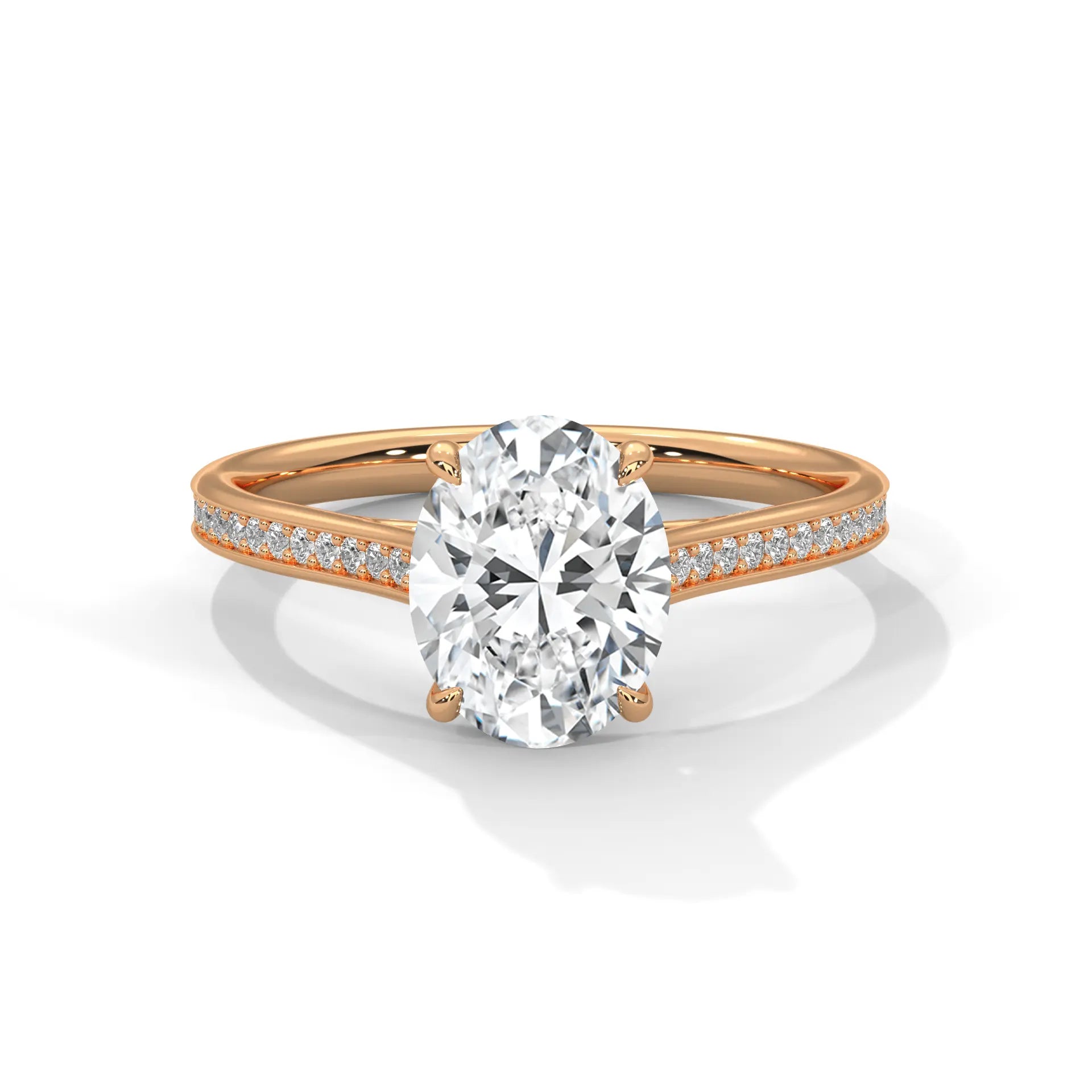 MJBS38 - Classic Silhouette Oval Prong-Set Wedding Band