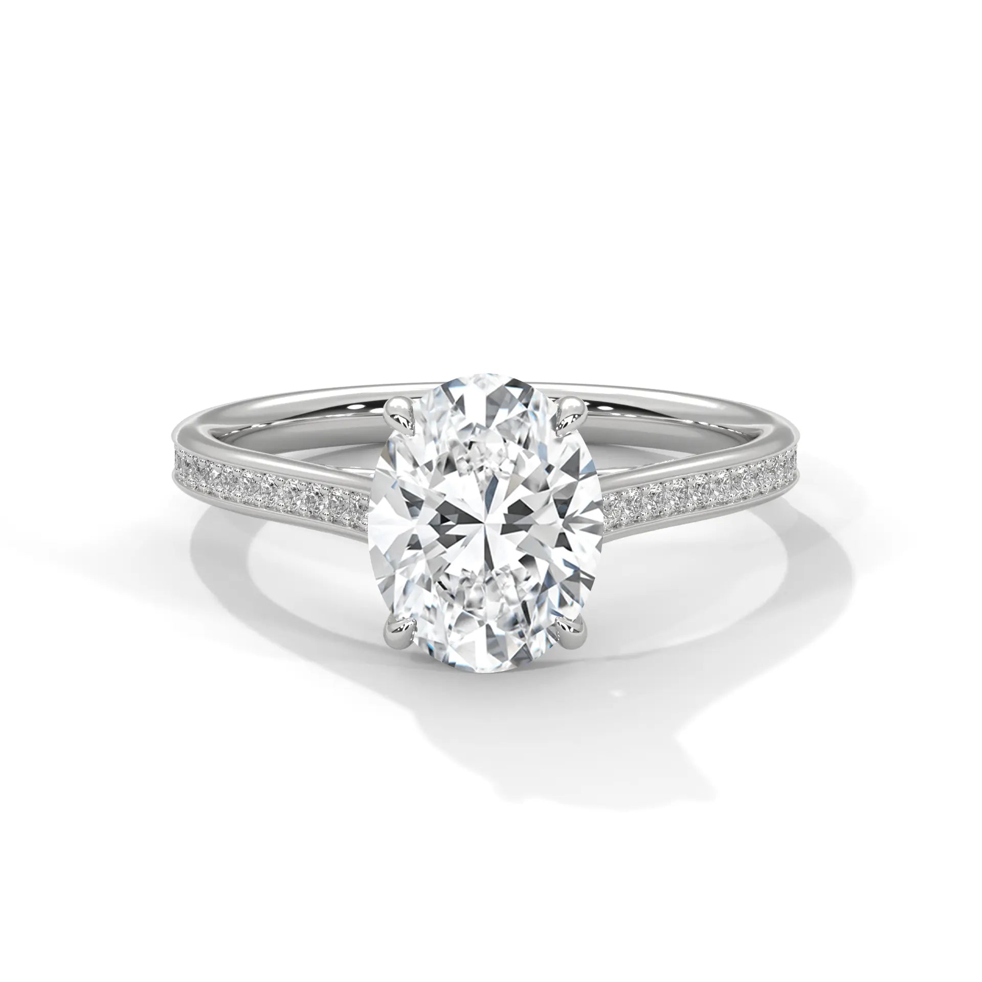 MJBS38 - Classic Silhouette Oval Prong-Set Wedding Band