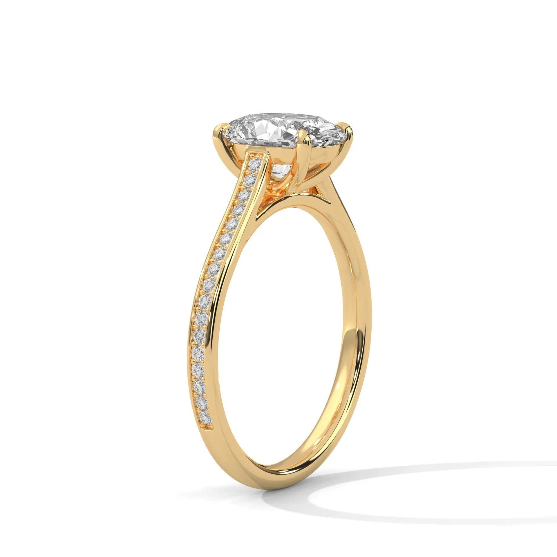 MJBS38 - Classic Silhouette Oval Prong-Set Wedding Band
