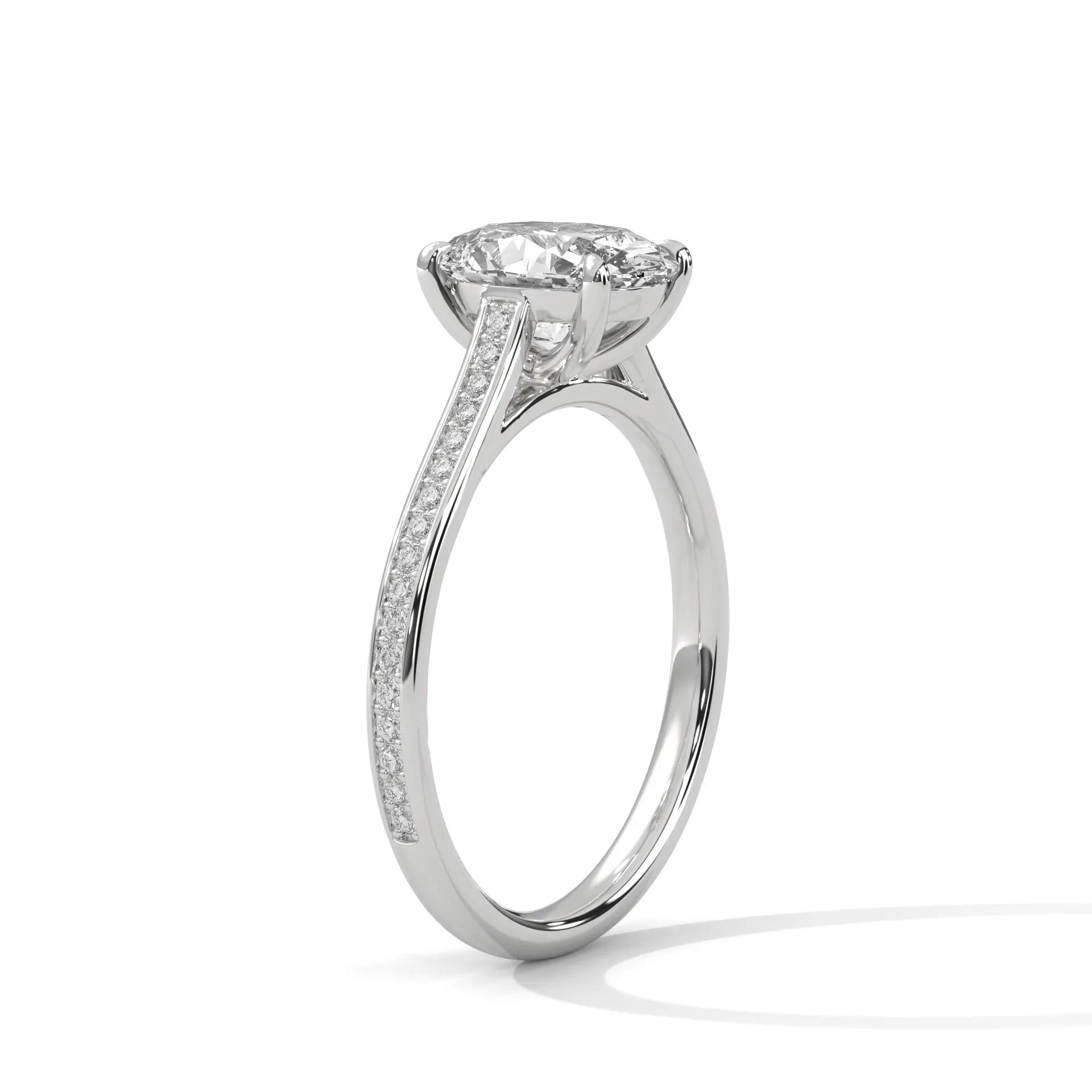 MJBS38 - Classic Silhouette Oval Prong-Set Wedding Band