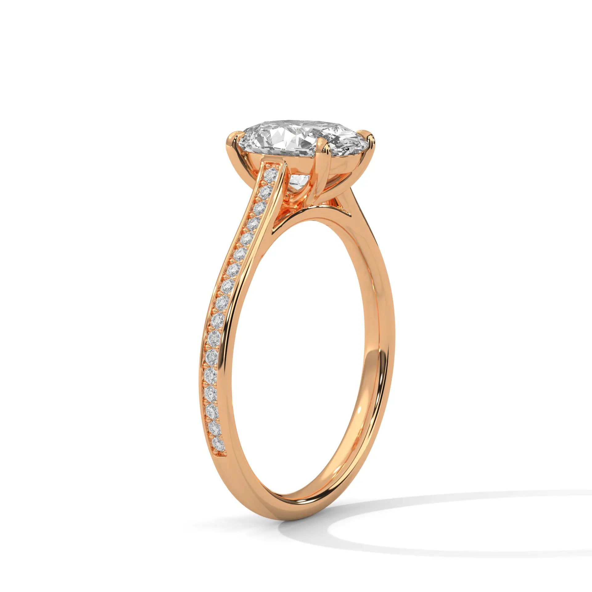 MJBS38 - Classic Silhouette Oval Prong-Set Wedding Band