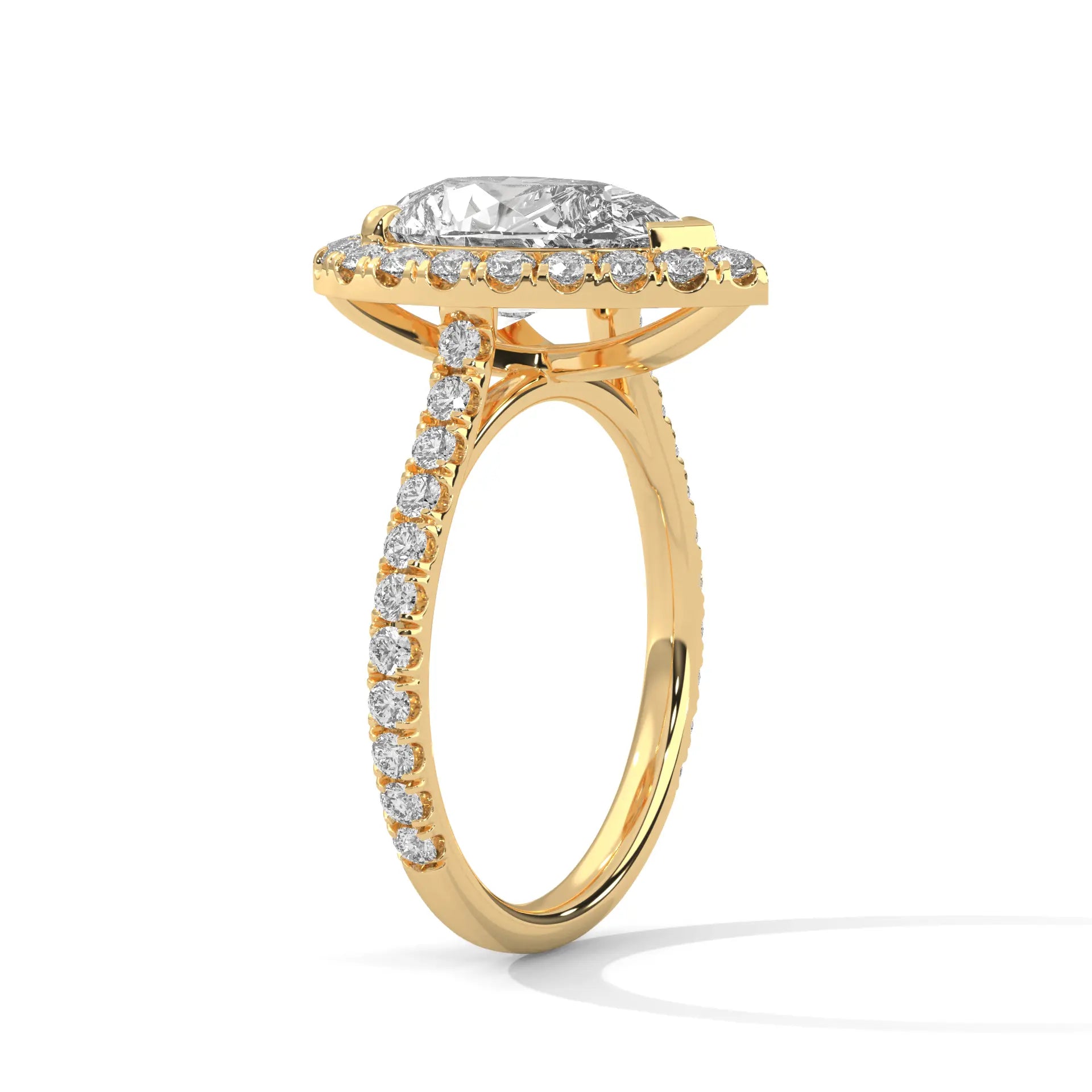 MJBS39 - Brilliant Pear Center Stone Shimmering Border Band