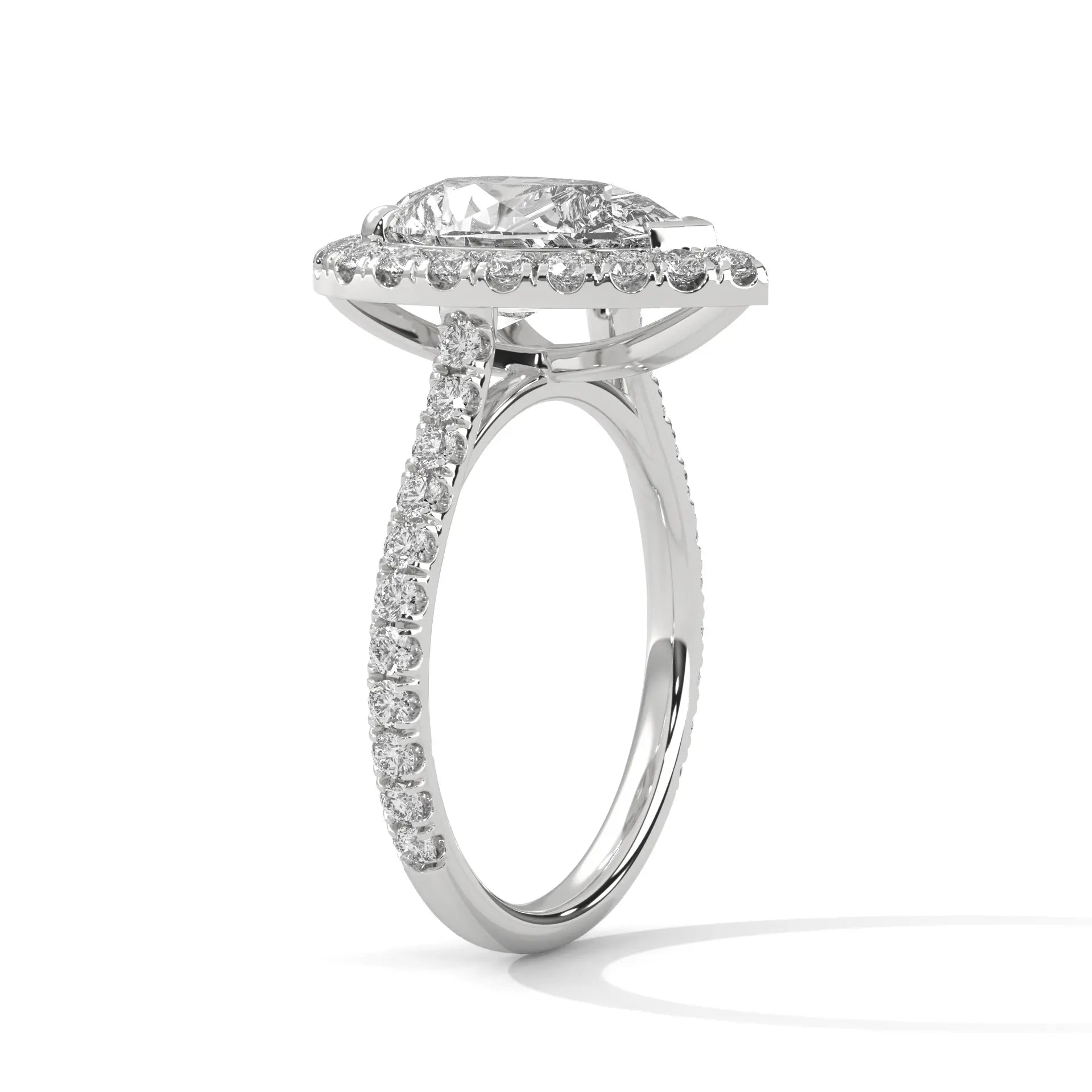 MJBS39 - Brilliant Pear Center Stone Shimmering Border Band