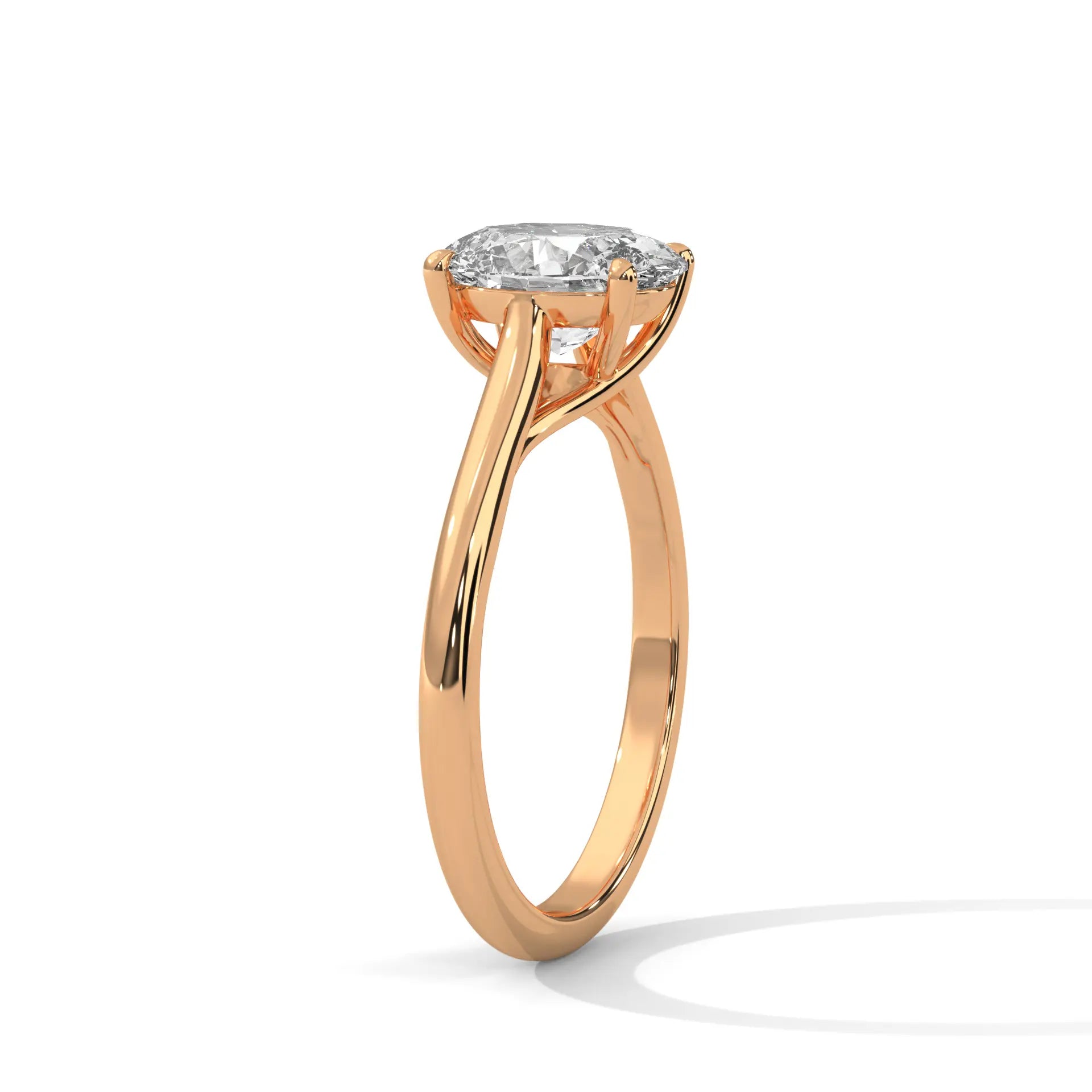MJBS7 - Oval Solitaire Engagement Ring with Polished Band