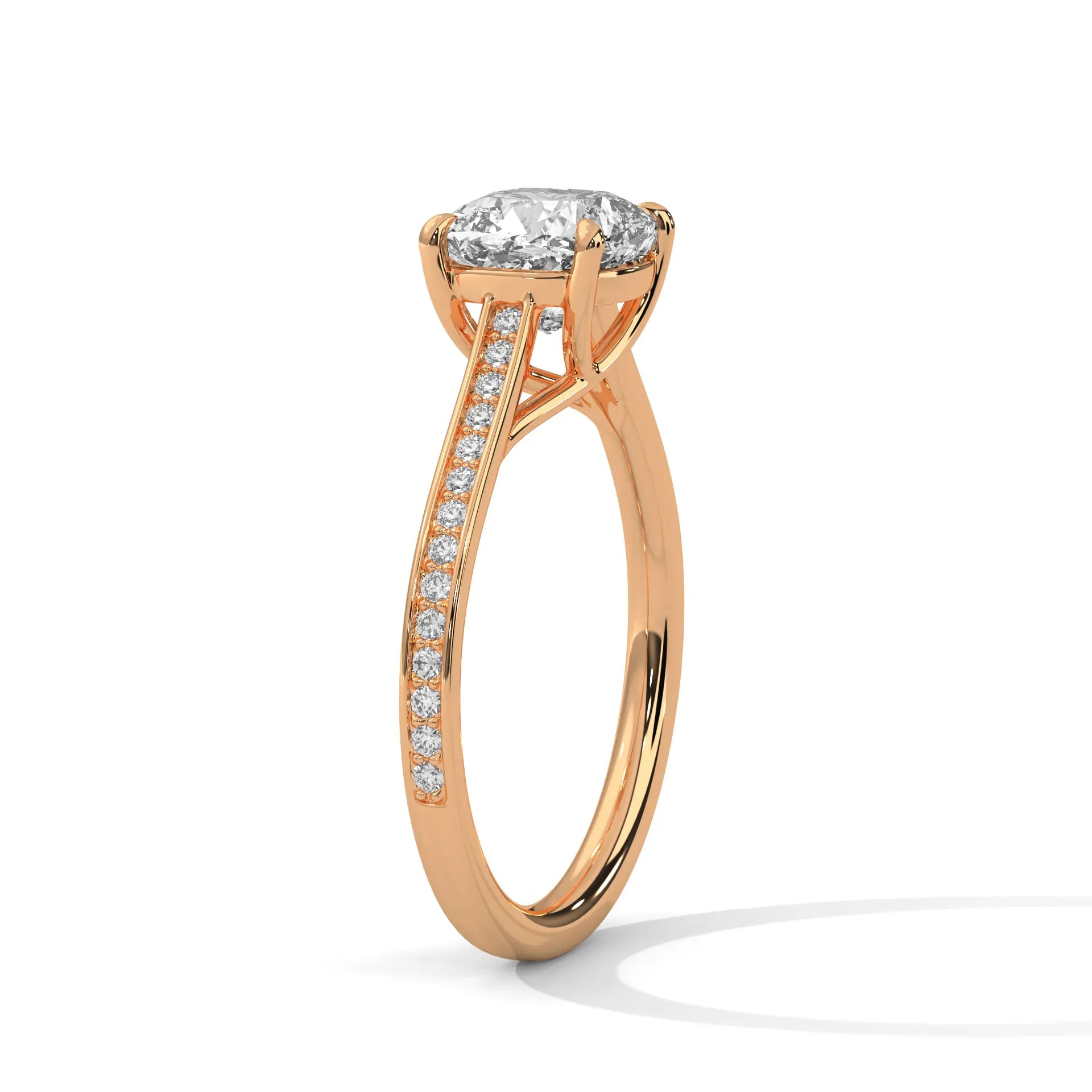 MJBS20 - Cushion Cut Solitaire Engagement Ring with Delicate Accents