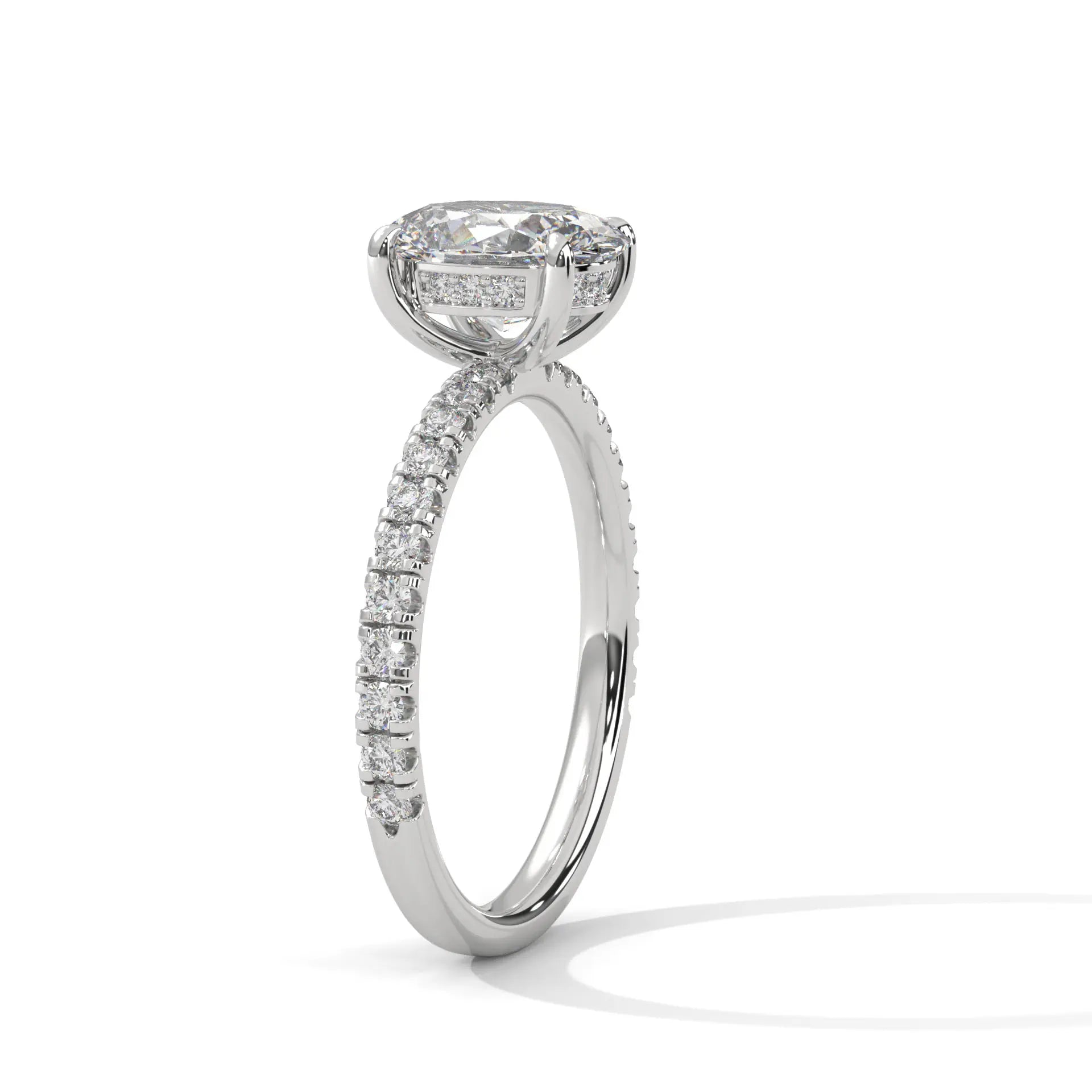 MJBS31 - Oval Cut Pavé Solitaire with Hidden Halo