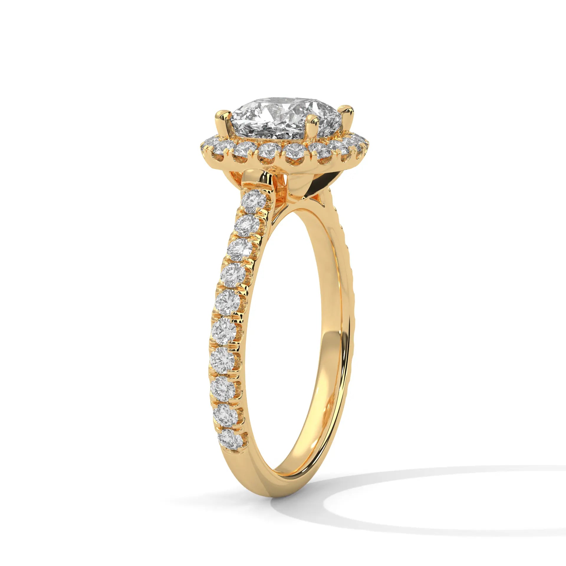 MJBS29 - Cathedral Style Cushion Halo Accent Wedding Ring