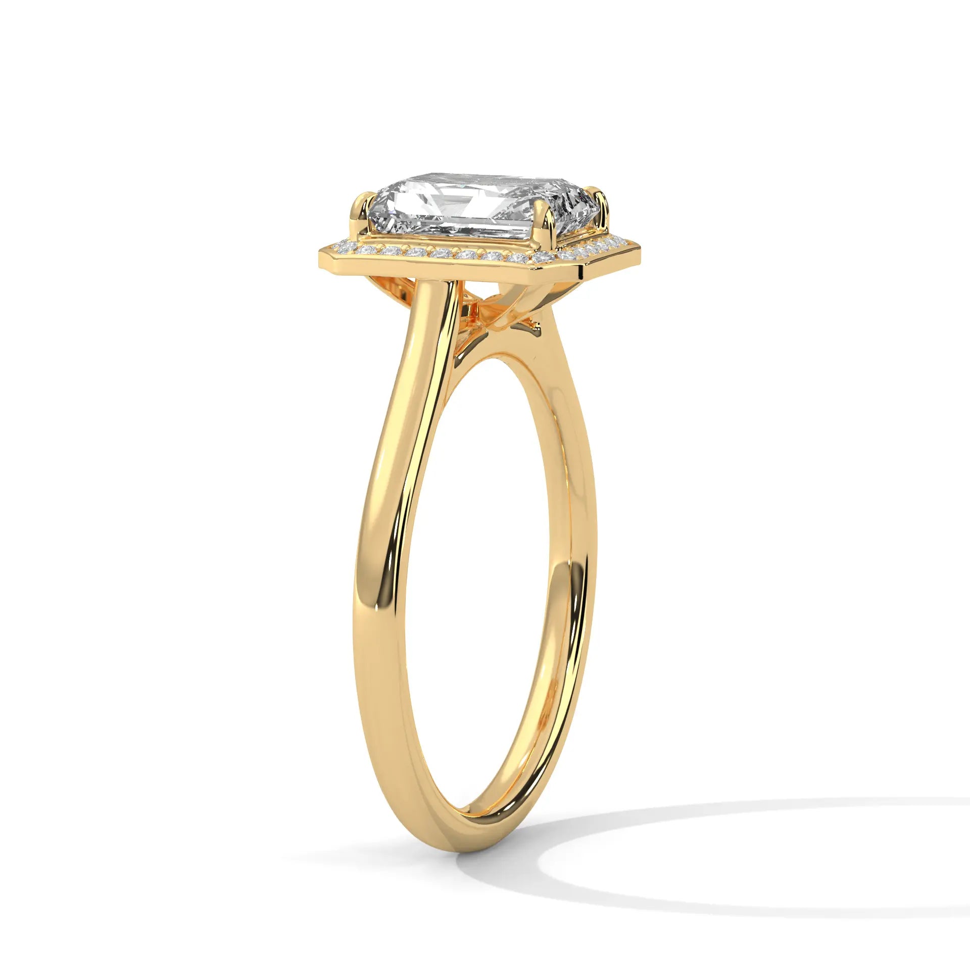 MJBS24 - Four-Prong Emerald Shape Halo Ring