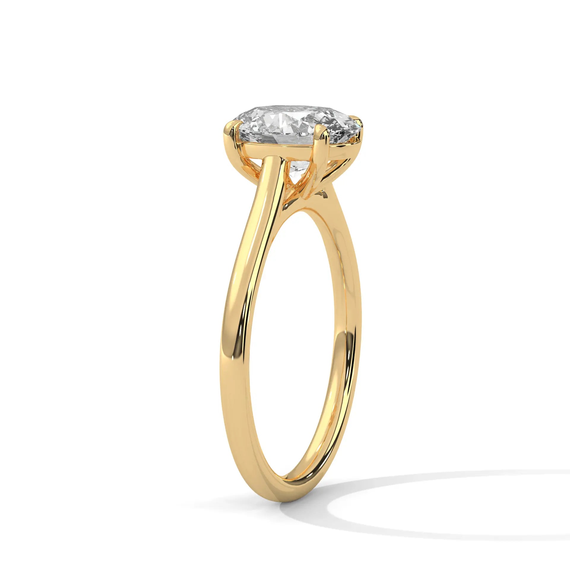 MJBS22 - Oval Solitaire Engagement Ring with Polished Band