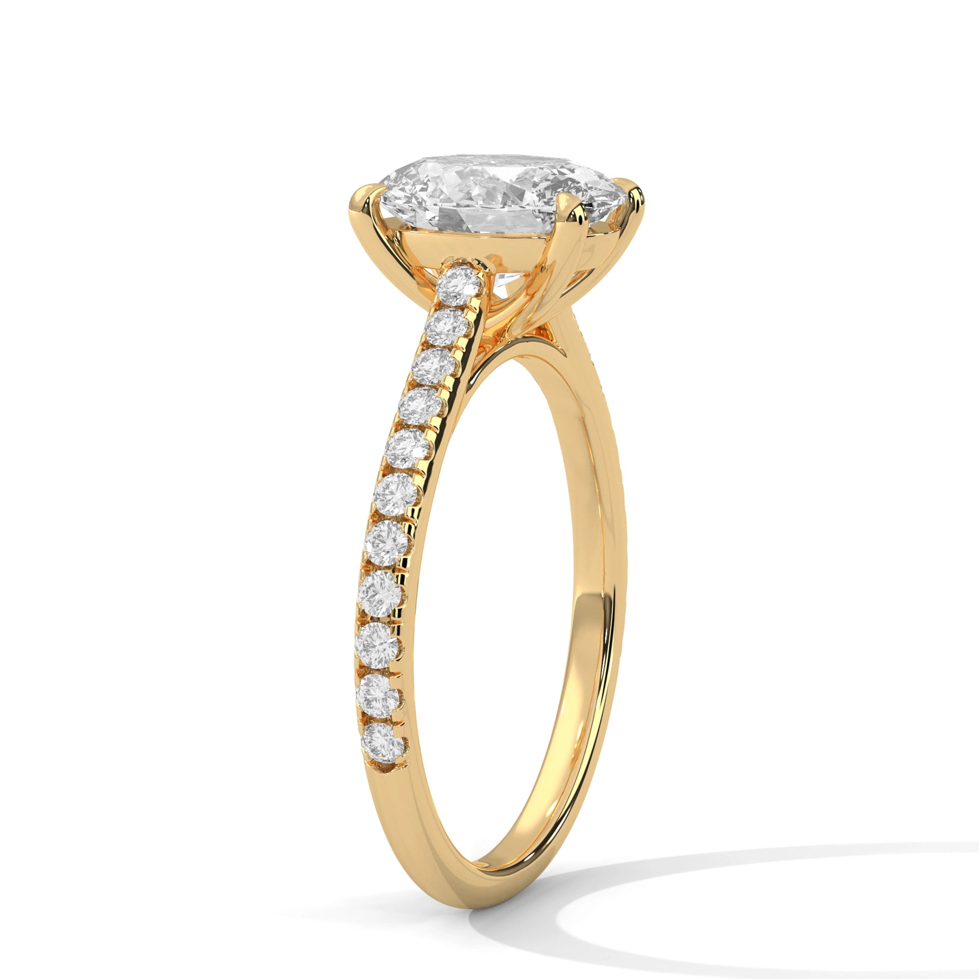 MJBS1 - Oval Solitaire Engagement Ring with Delicate Accents