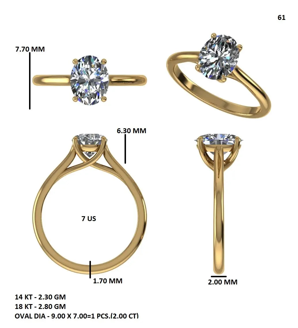 MJBS7 - Oval Solitaire Engagement Ring with Polished Band