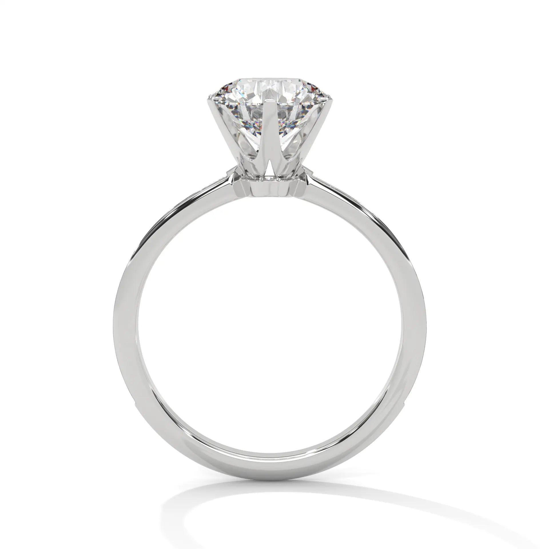 MJBS8 - Six-Prong Round Stone Pavé Accent Ring