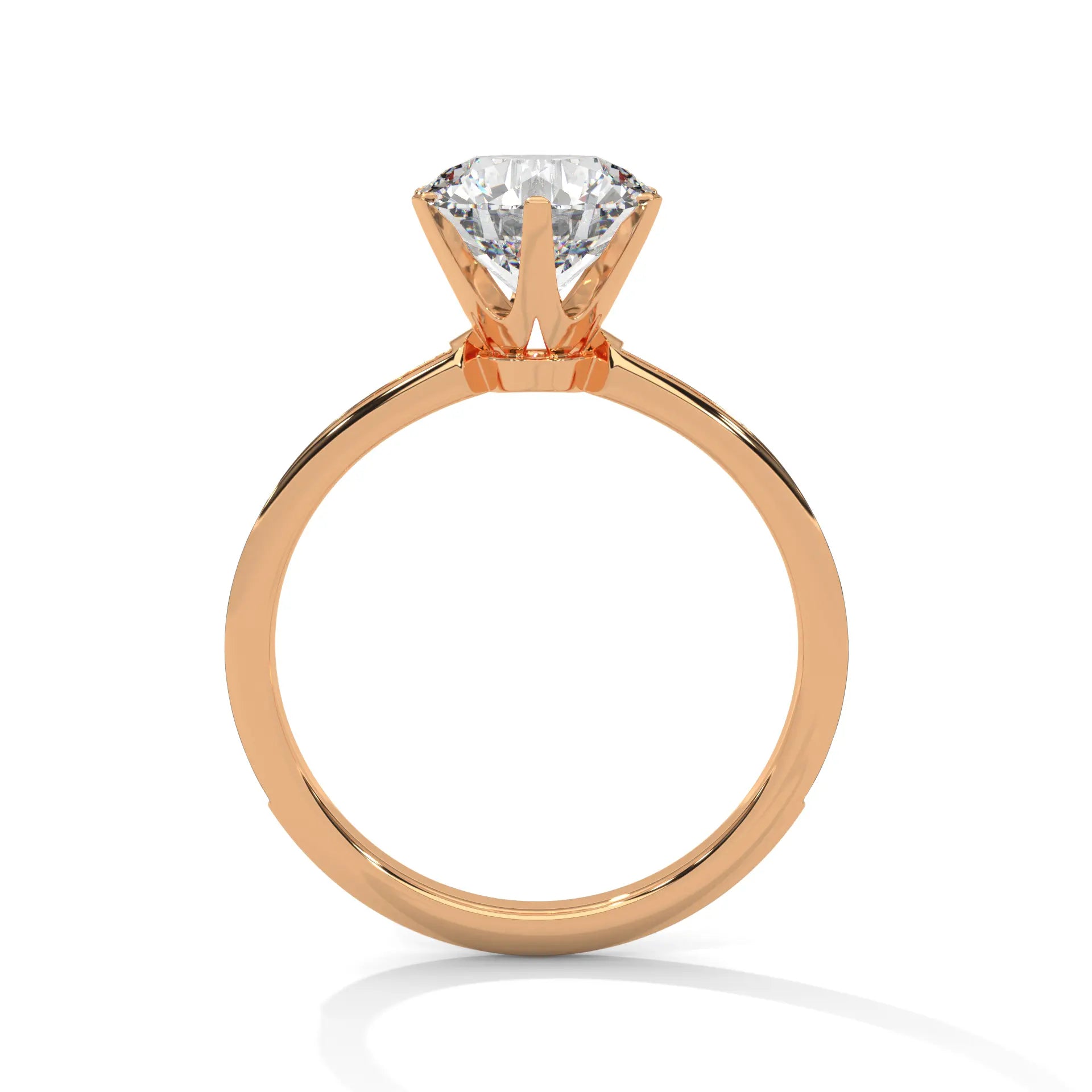 MJBS8 - Six-Prong Round Stone Pavé Accent Ring