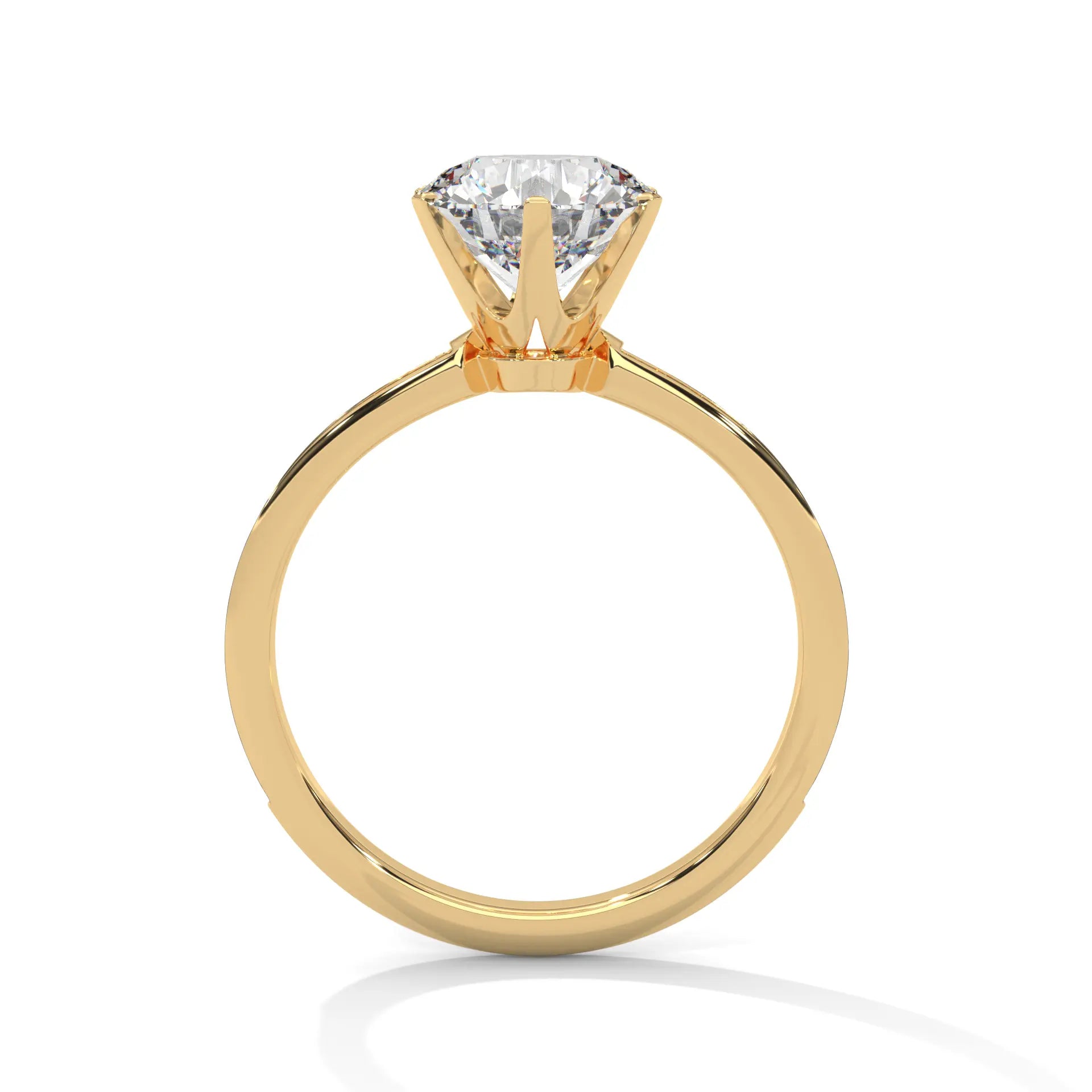MJBS8 - Six-Prong Round Stone Pavé Accent Ring