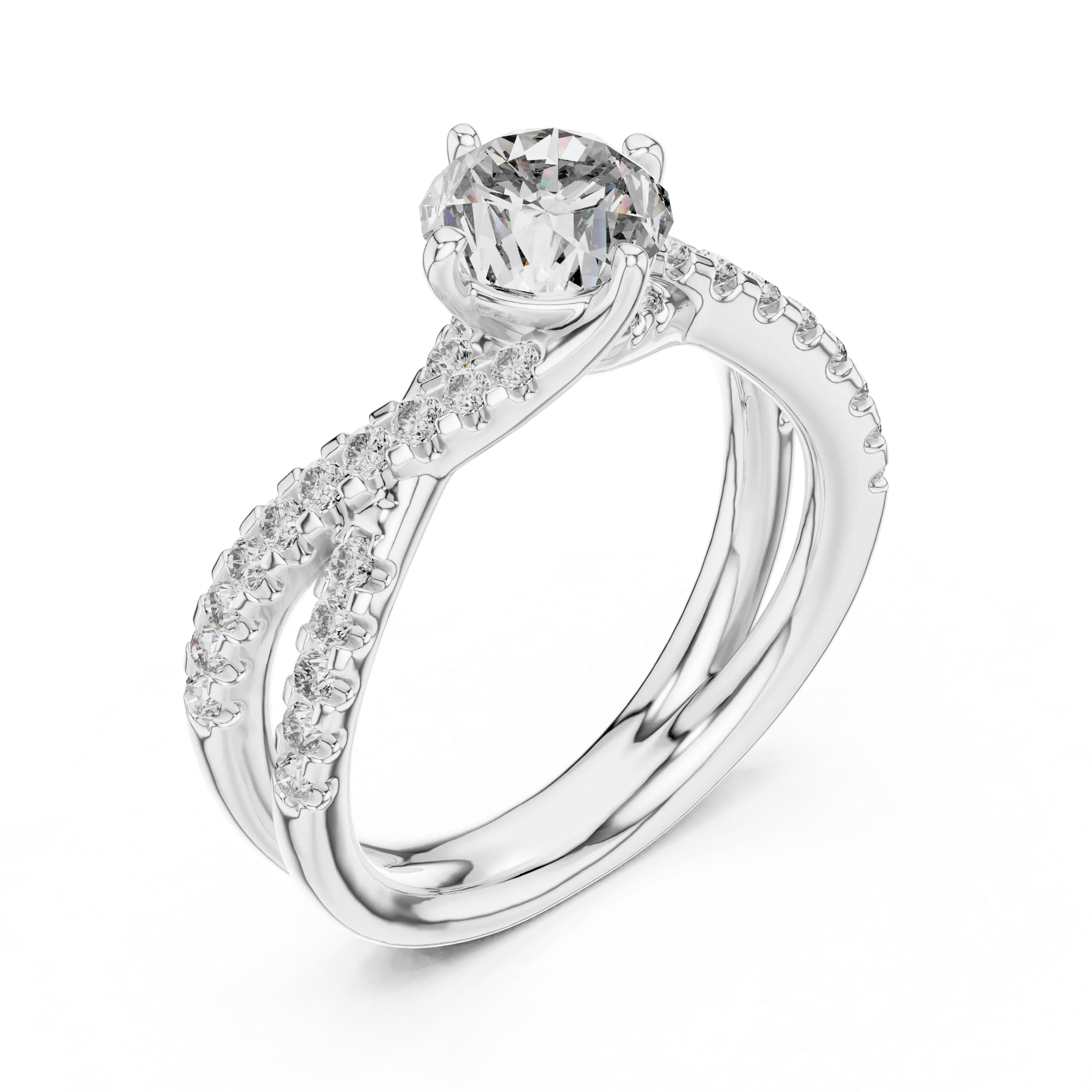MJR047 - Elegant Intertwined Pavé Ribbon Ring