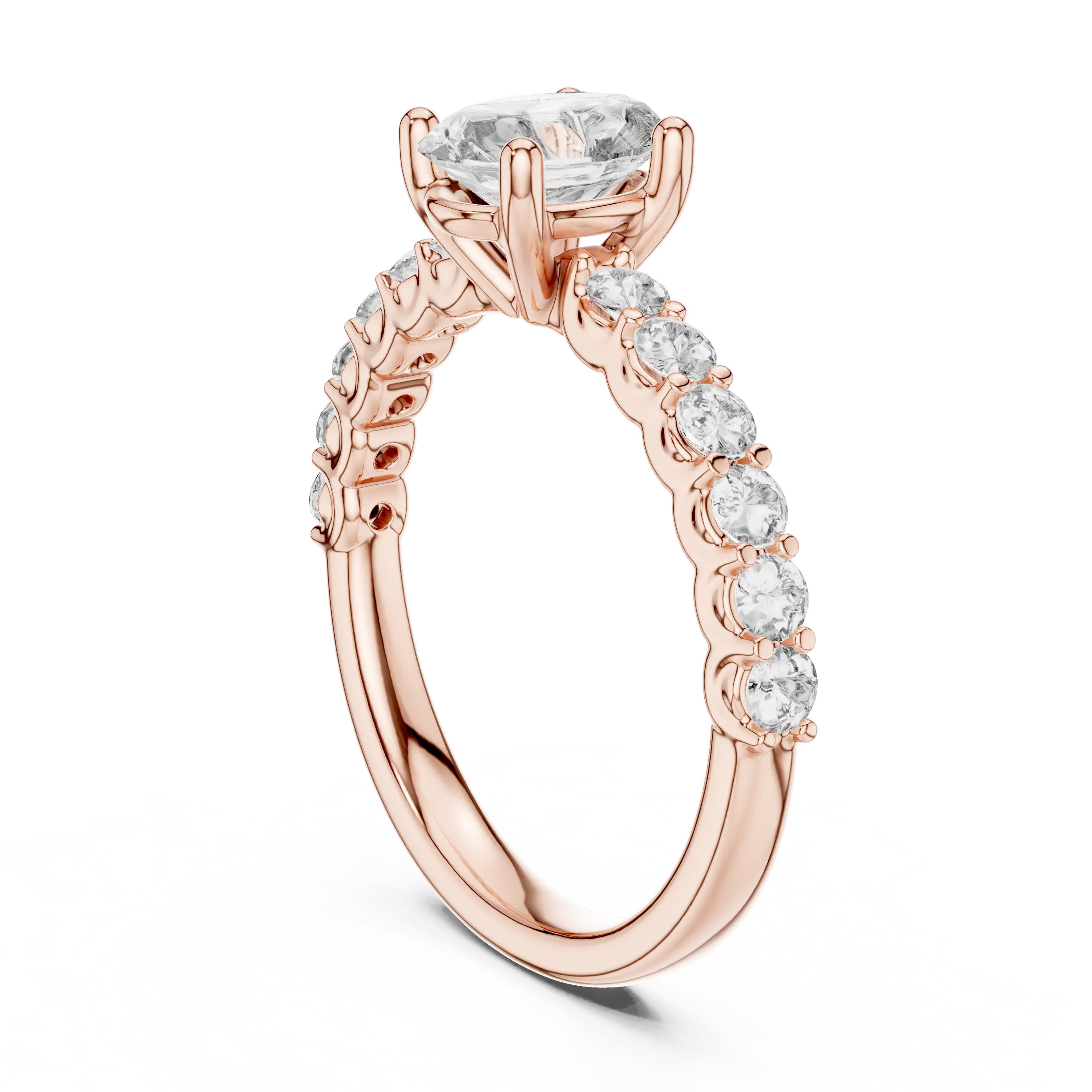 MJR048 - Oval Cut Shared Prong Floating Accent Ring