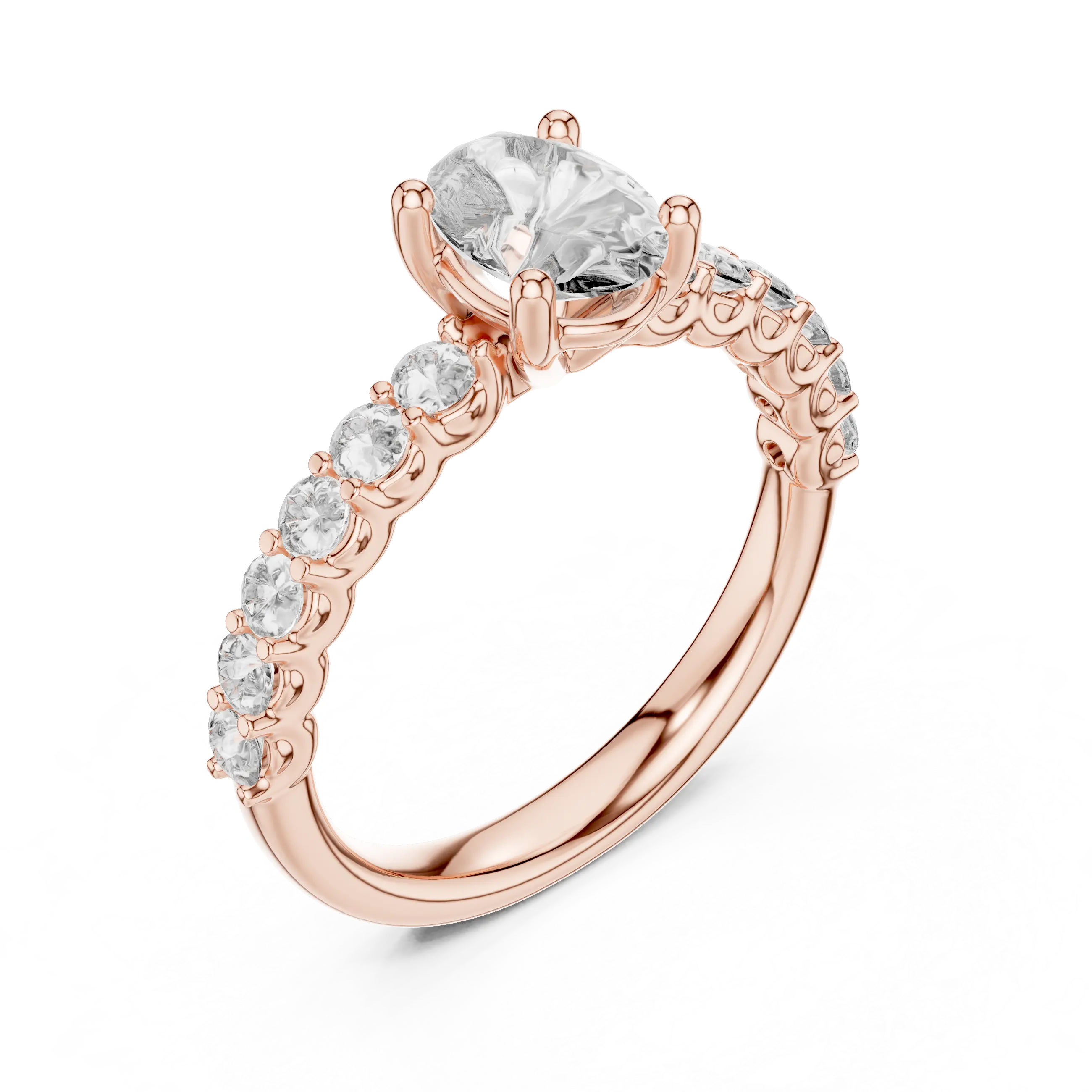 MJR048 - Oval Cut Shared Prong Floating Accent Ring