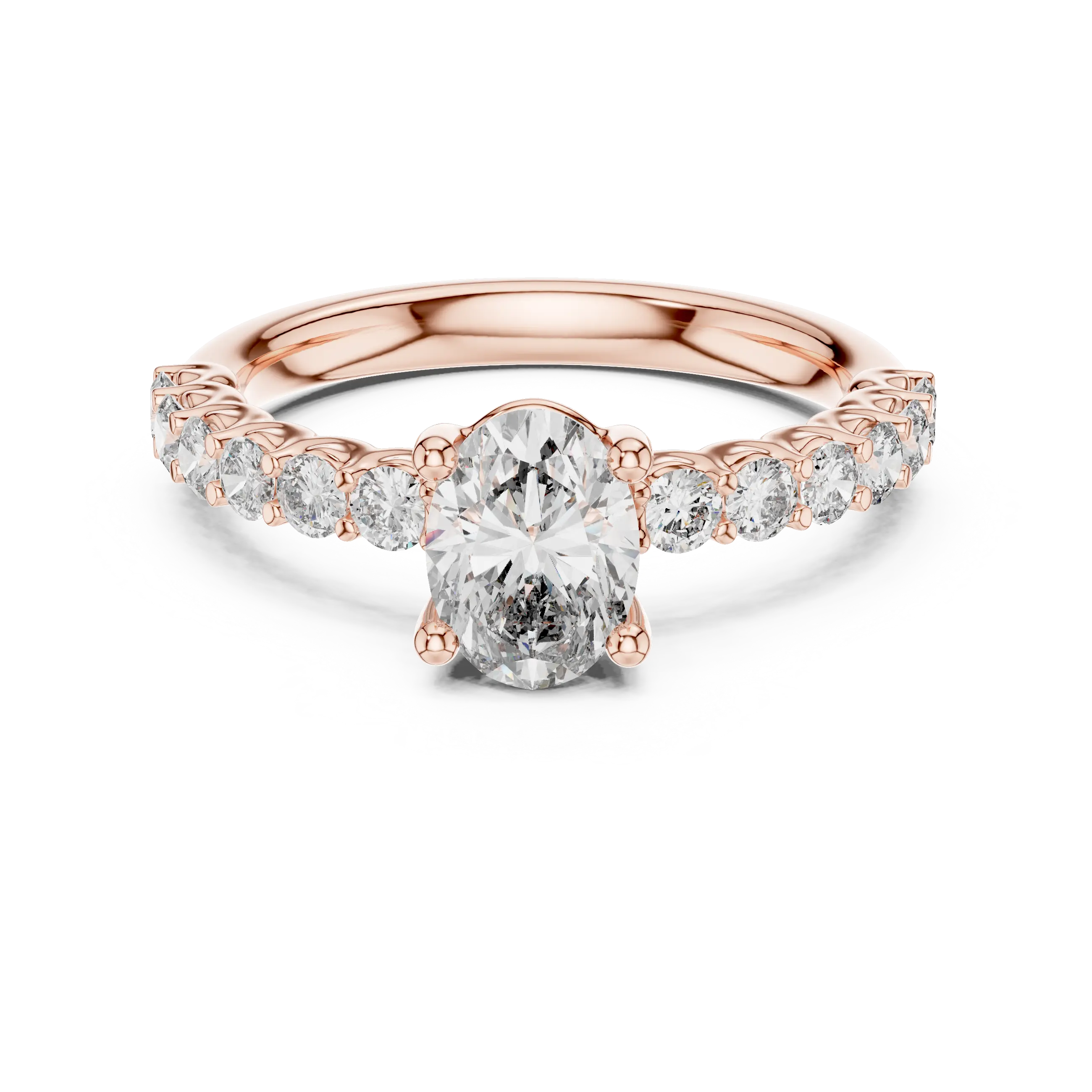 MJR048 - Oval Cut Shared Prong Floating Accent Ring