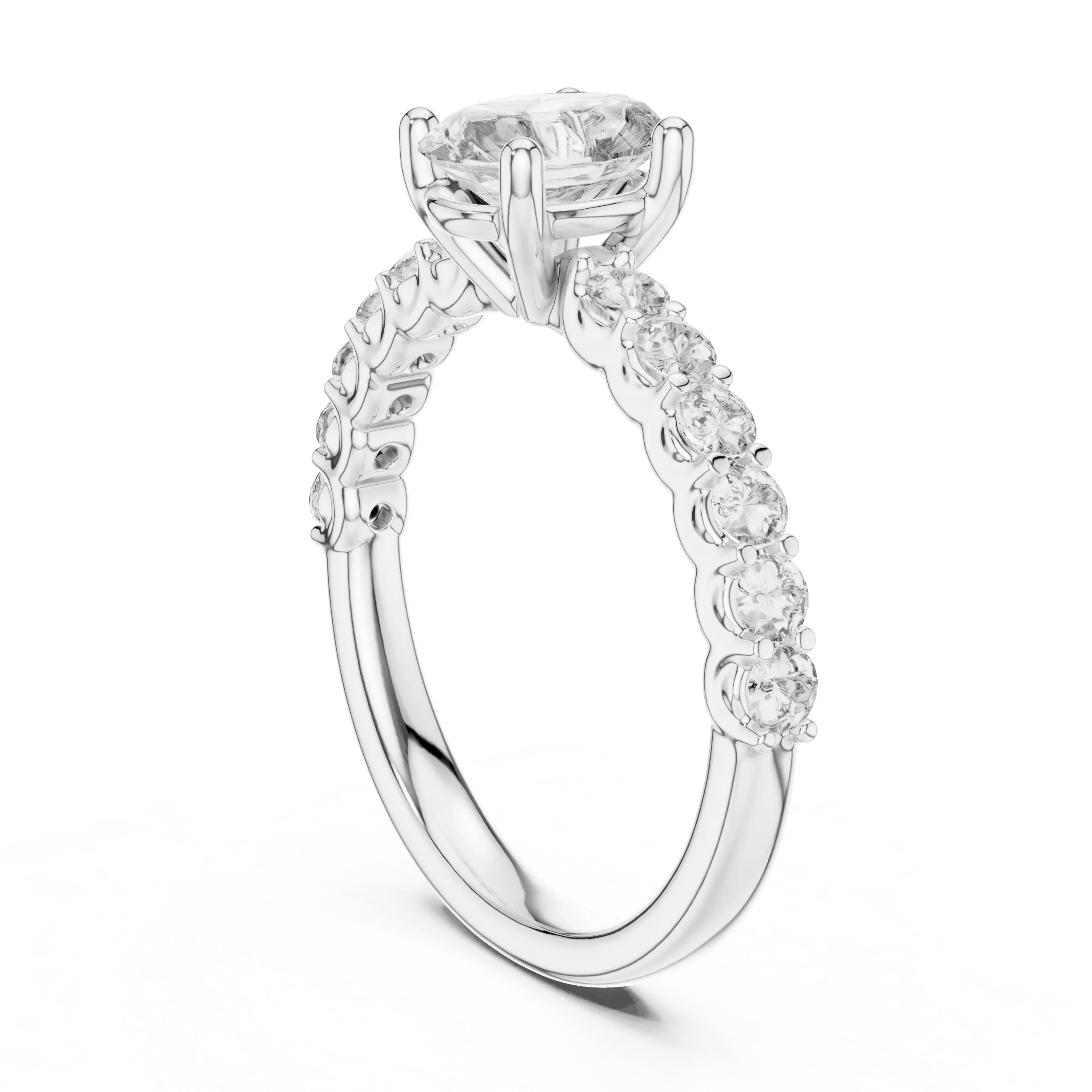 MJR048 - Oval Cut Shared Prong Floating Accent Ring