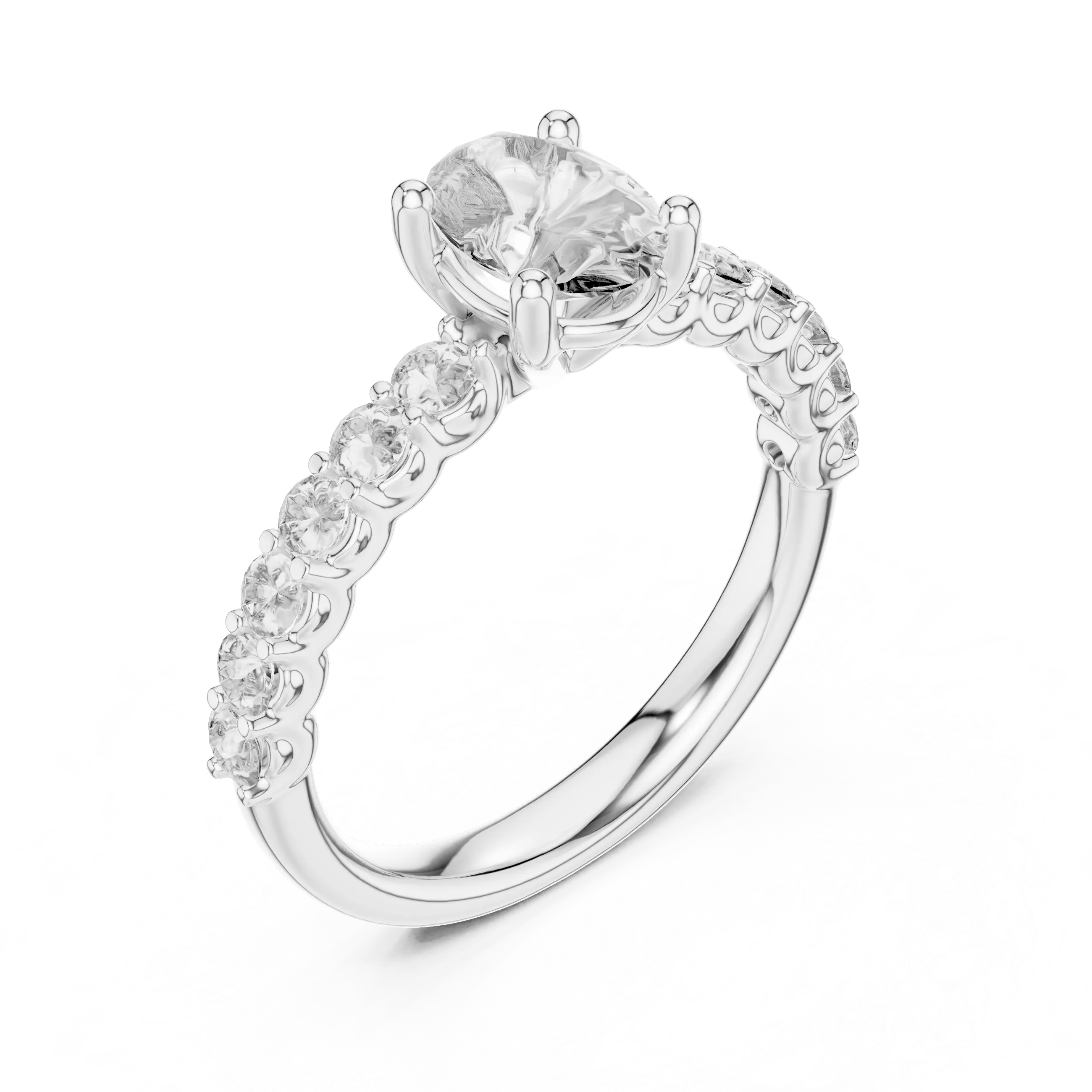 MJR048 - Oval Cut Shared Prong Floating Accent Ring