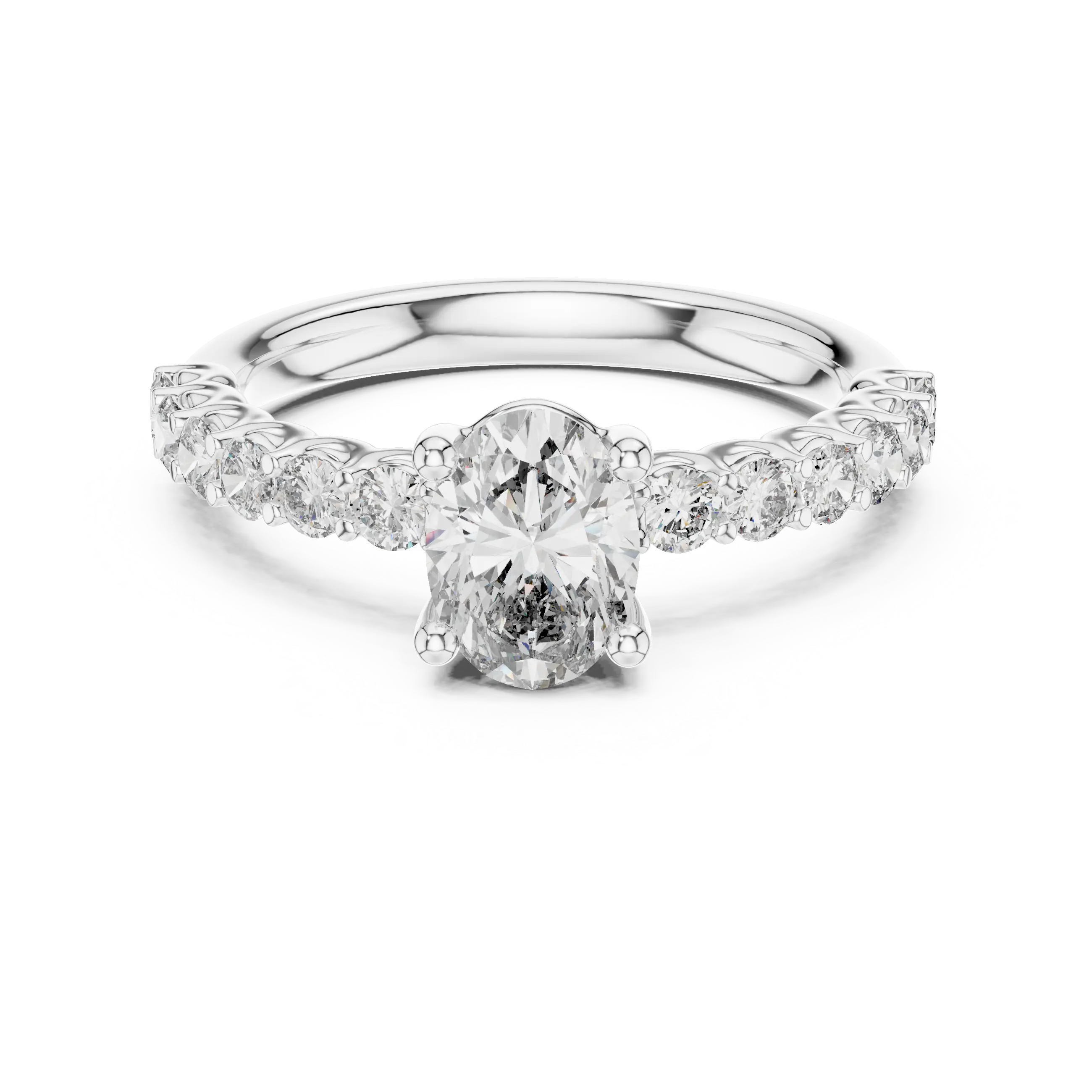 MJR048 - Oval Cut Shared Prong Floating Accent Ring