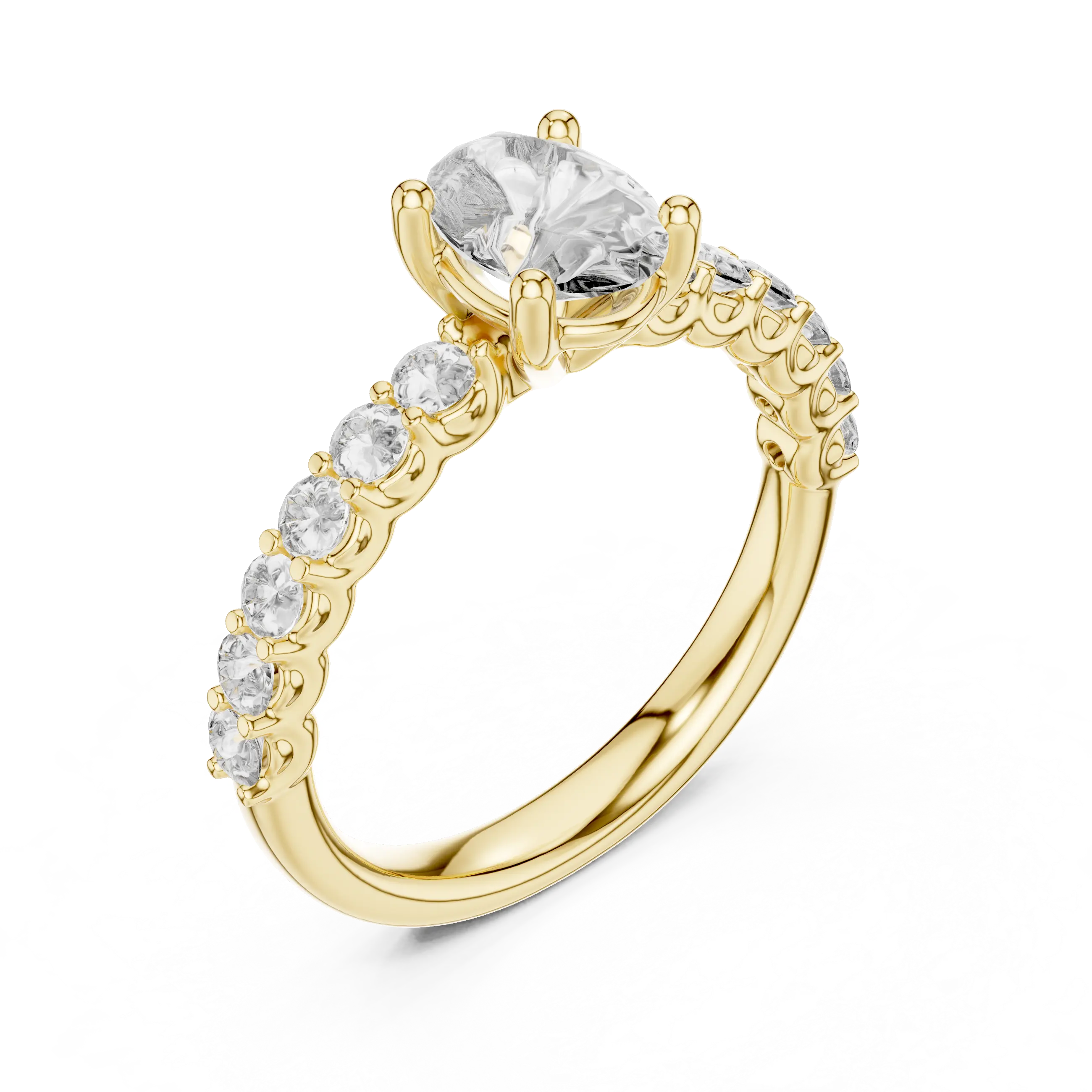 MJR048 - Oval Cut Shared Prong Floating Accent Ring