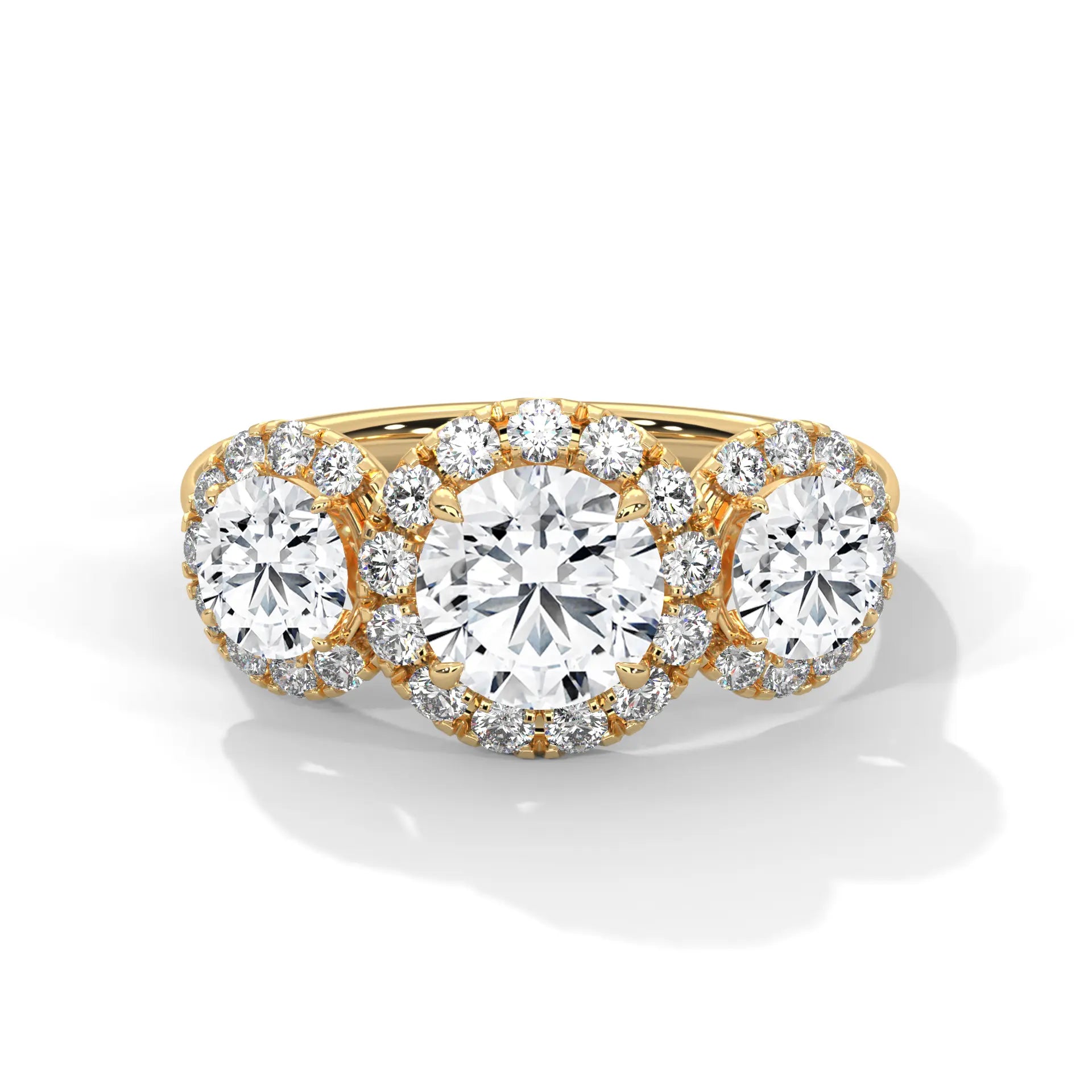 MJBS9 - Trilogy Center Stone Pavé Border Wedding Band