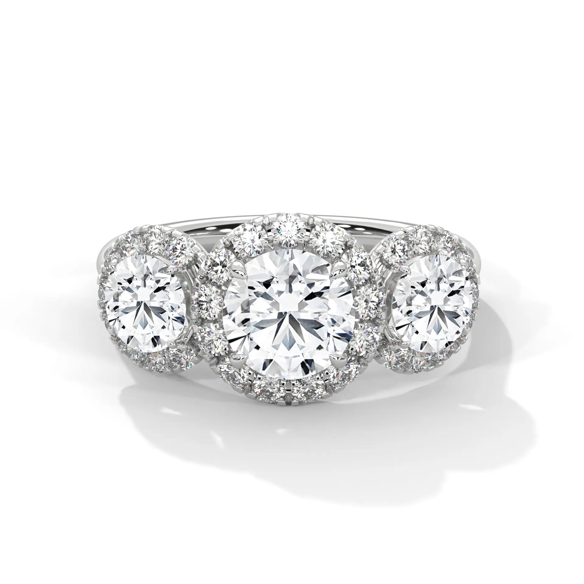 MJBS9 - Trilogy Center Stone Pavé Border Wedding Band