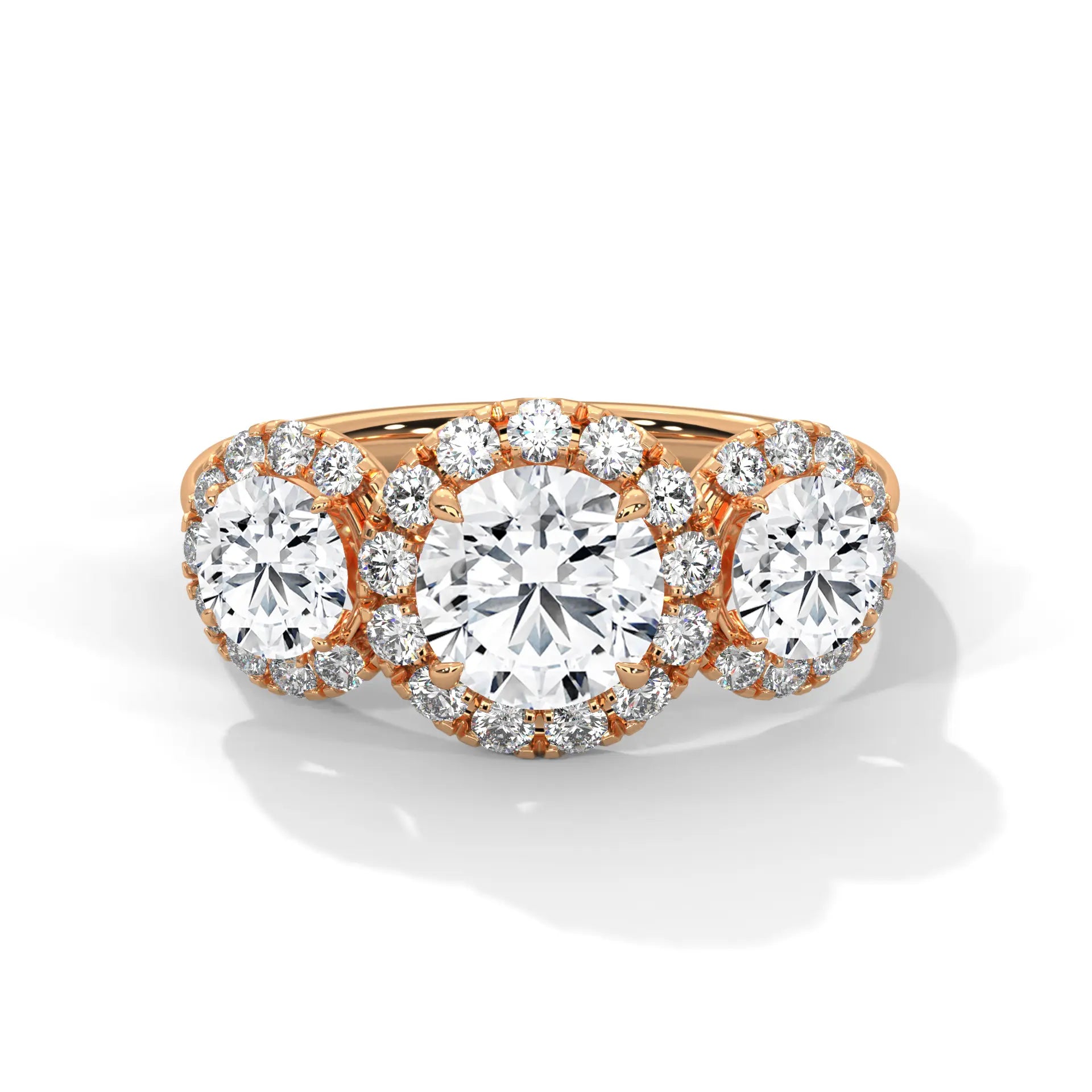 MJBS9 - Trilogy Center Stone Pavé Border Wedding Band